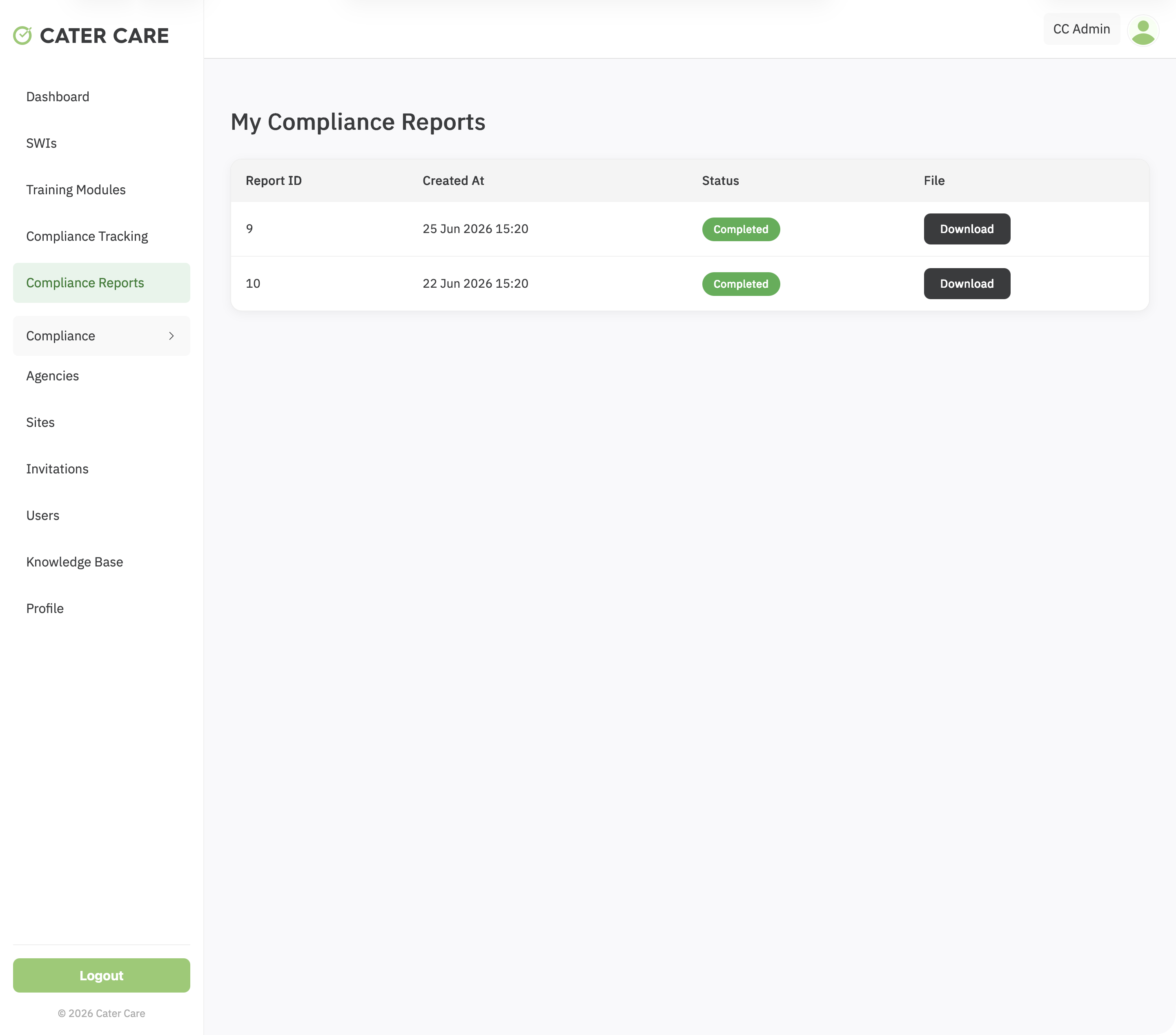 Compliance report queue