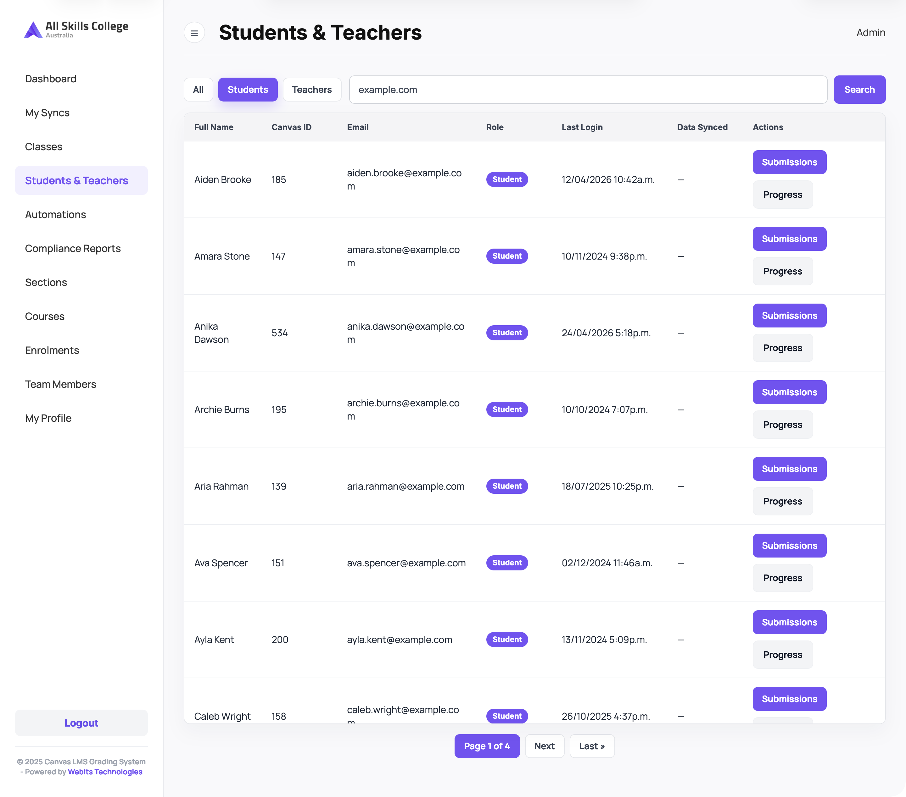 Staged student directory