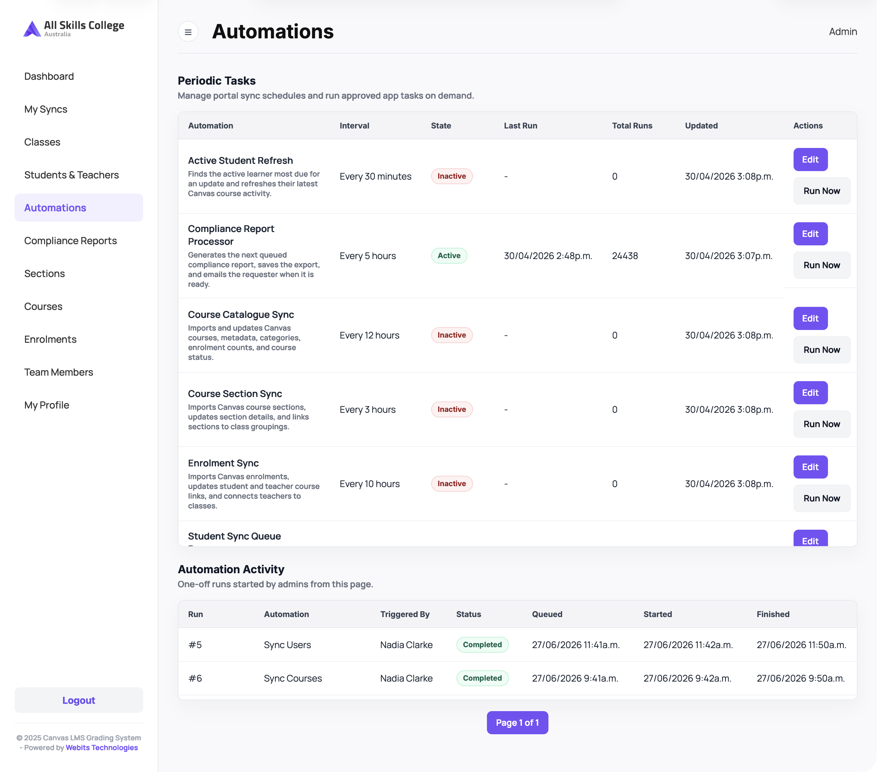 Automation controls