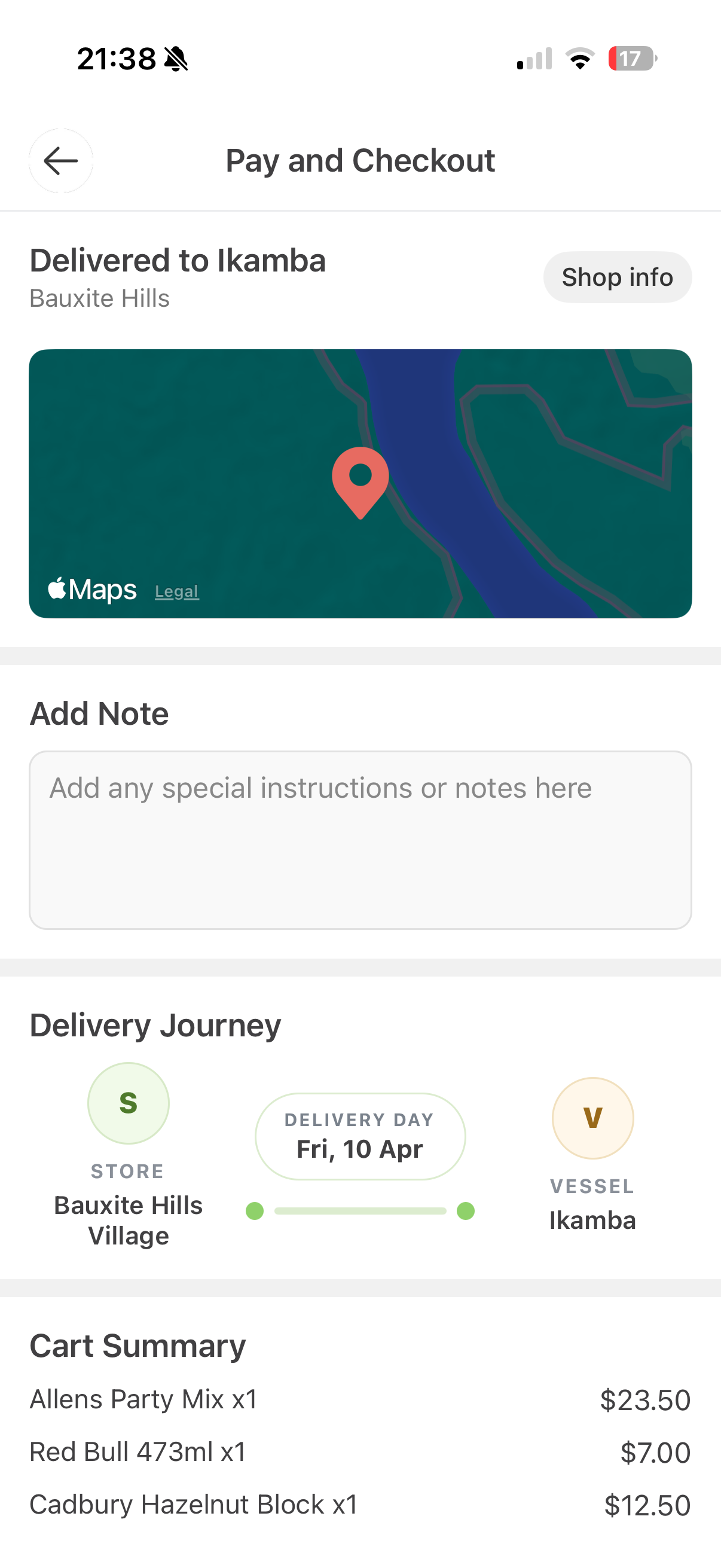 Checkout delivery journey