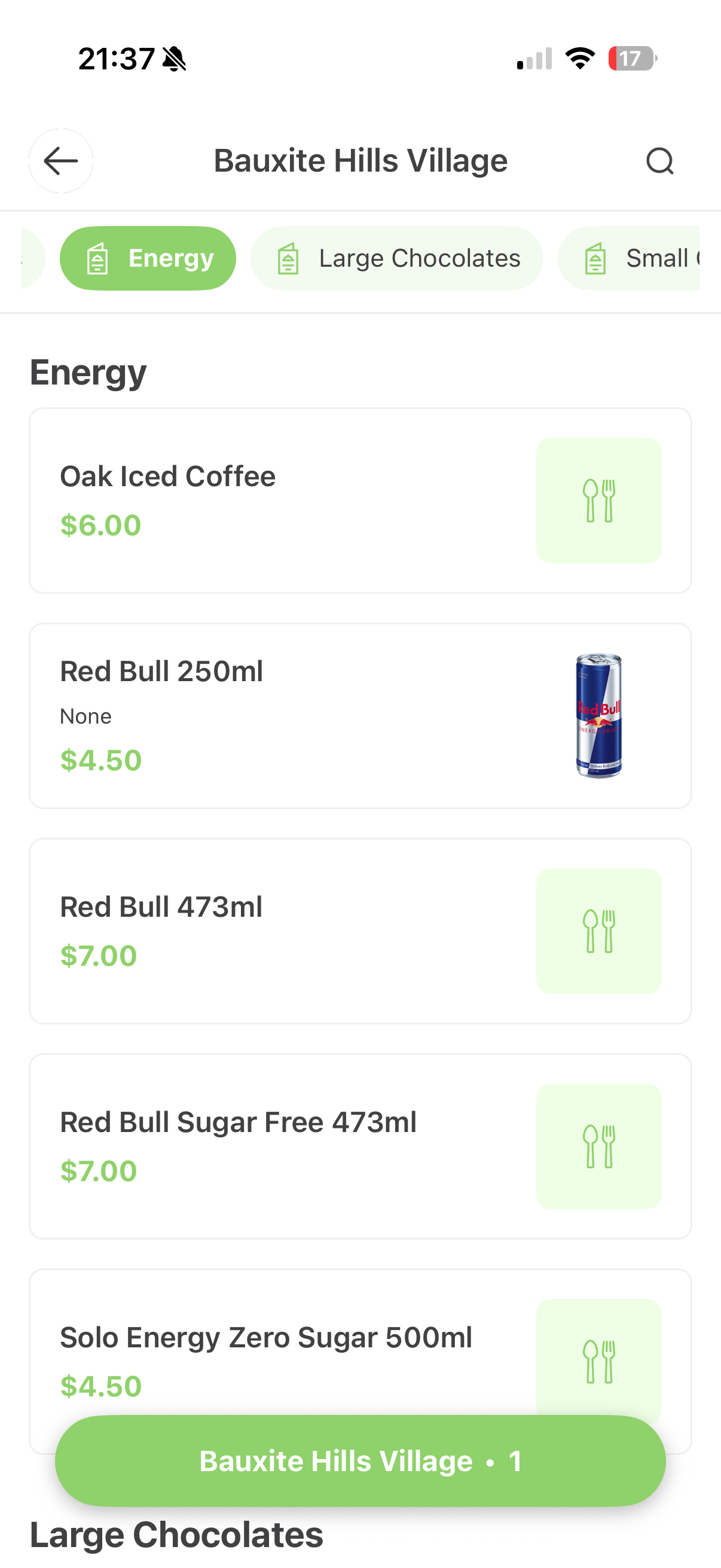 Delivery menu