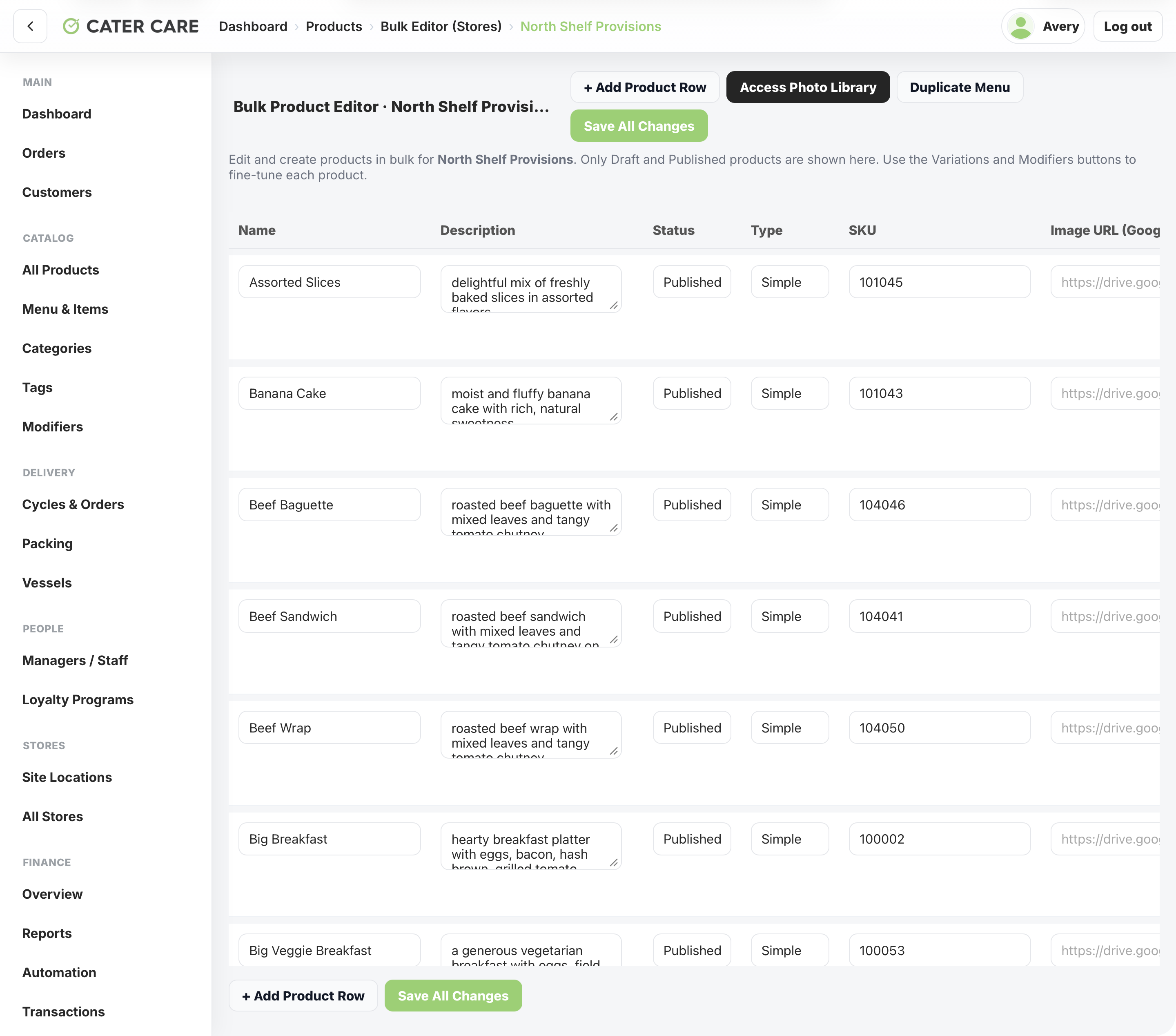 Bulk product editor