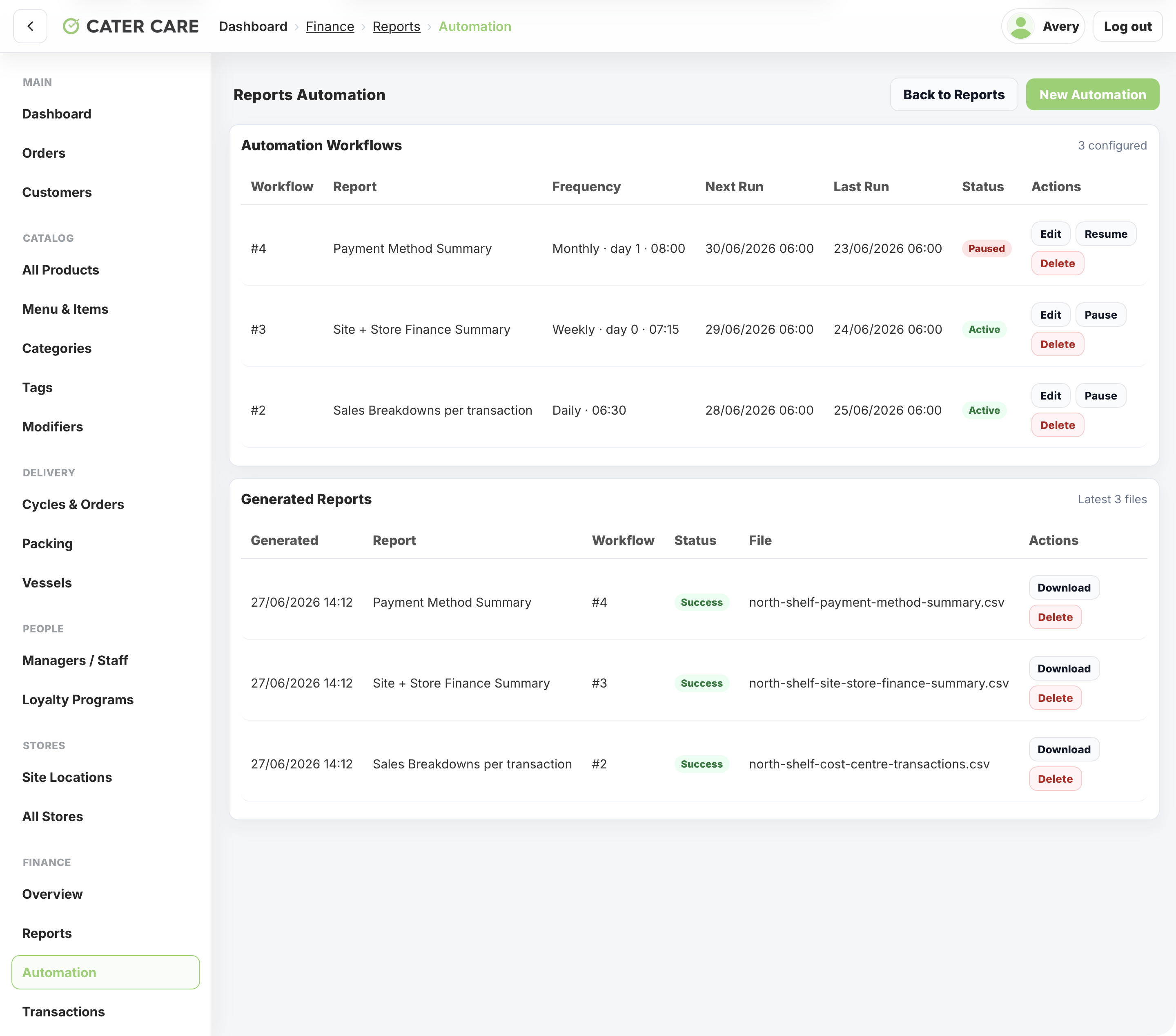 Automated report workflows
