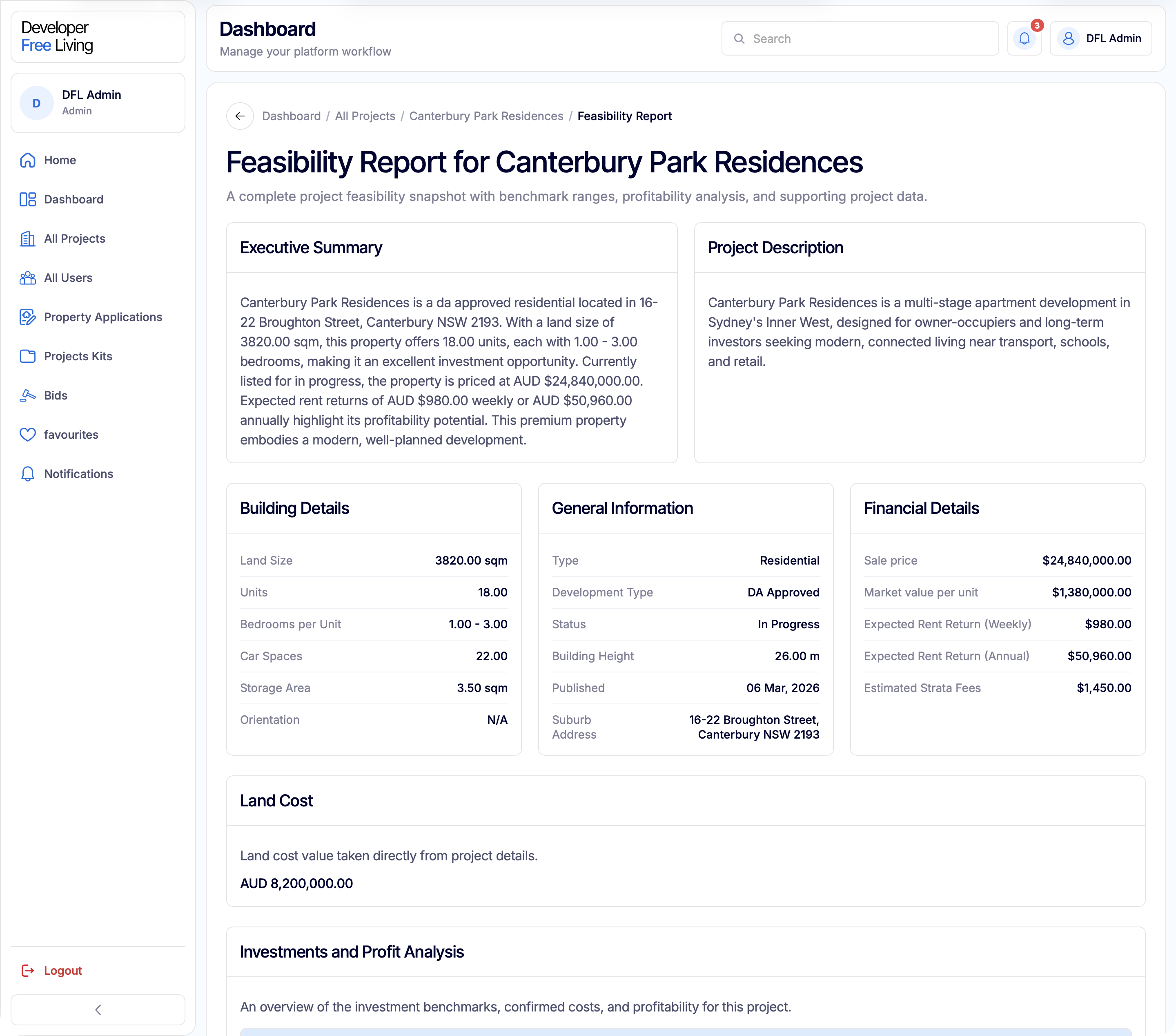 Feasibility report overview