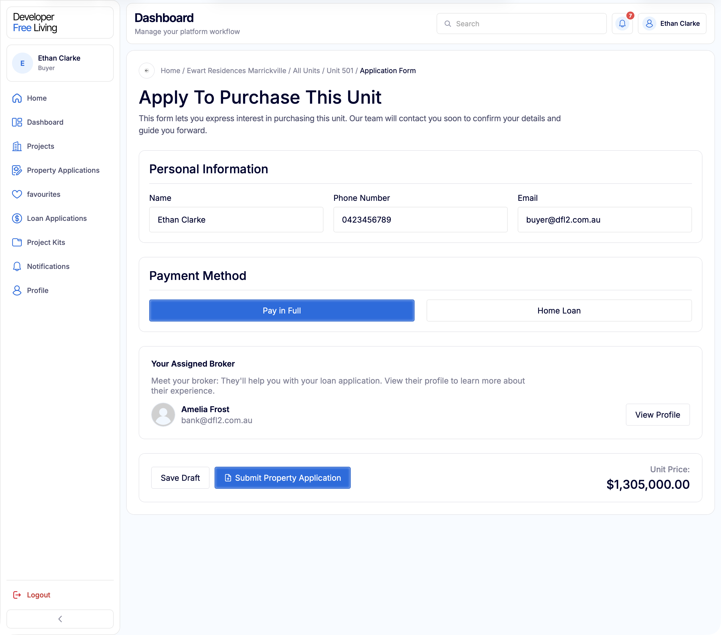 Buyer property application