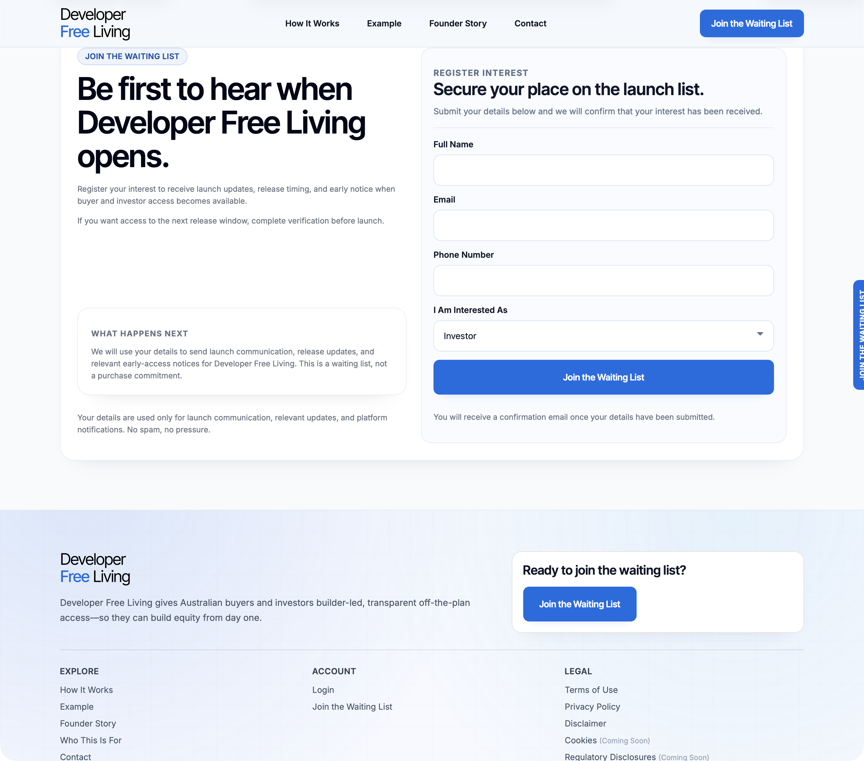 Register-interest form section