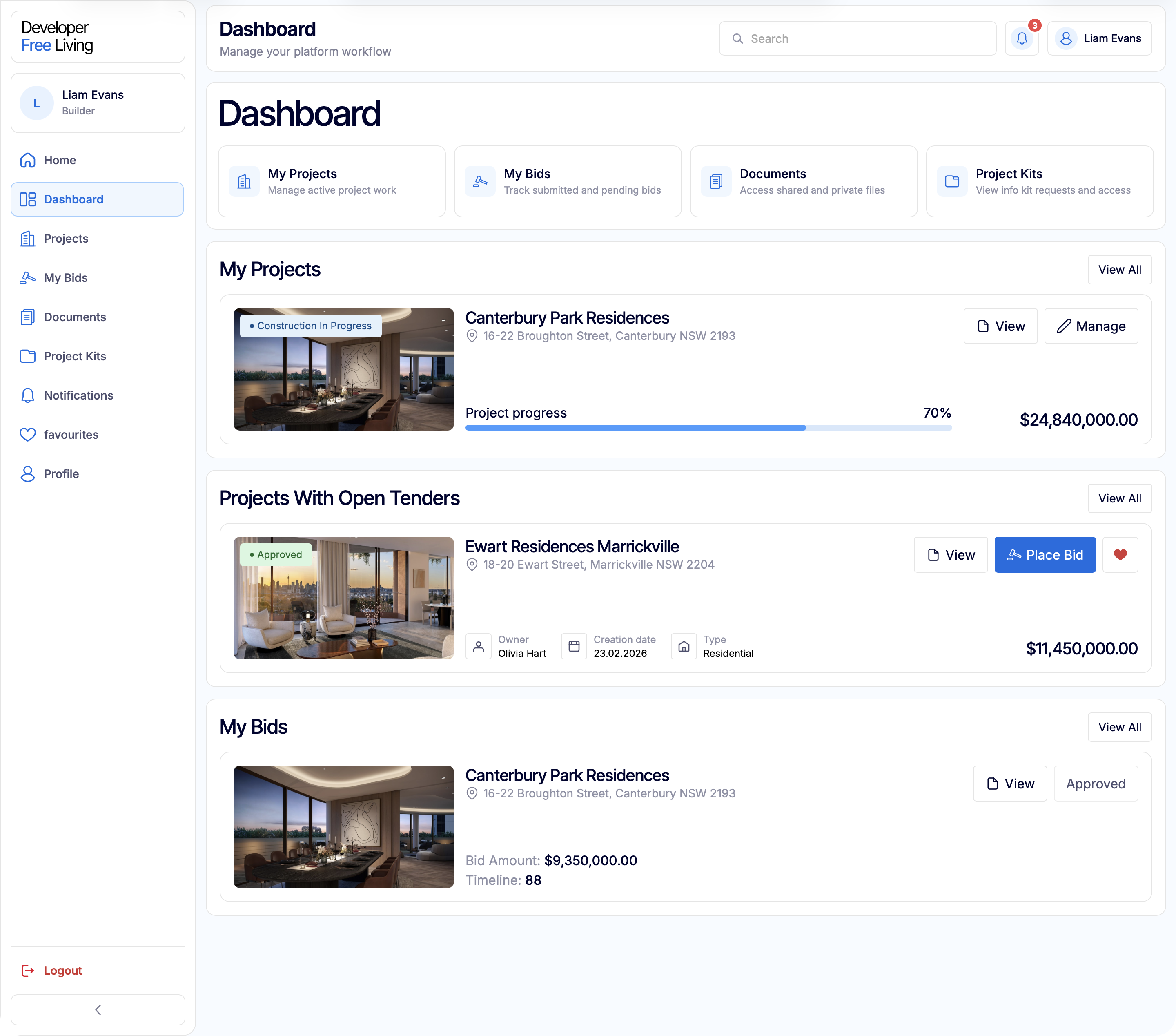 Stakeholder dashboard overview
