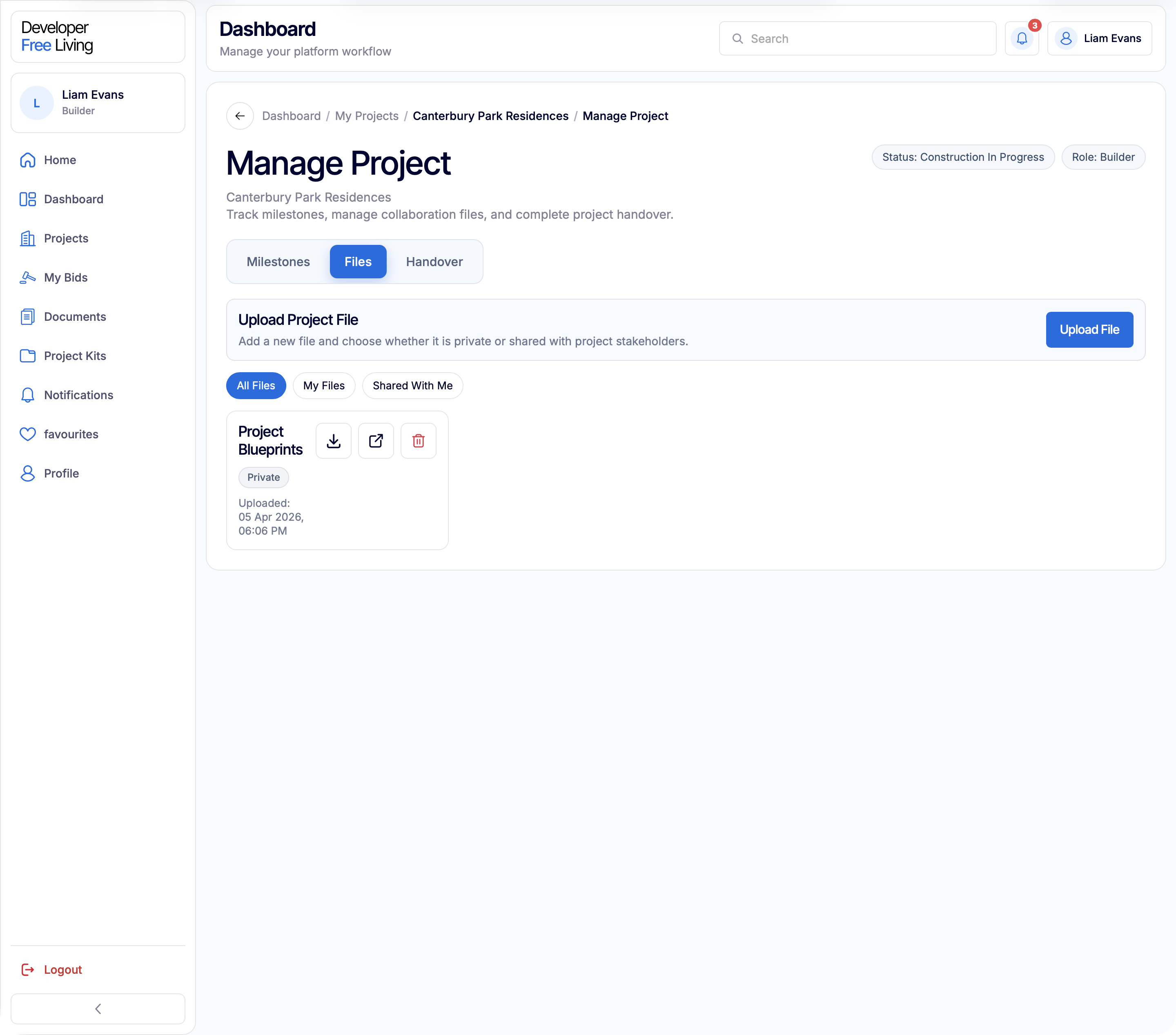 Project files workspace