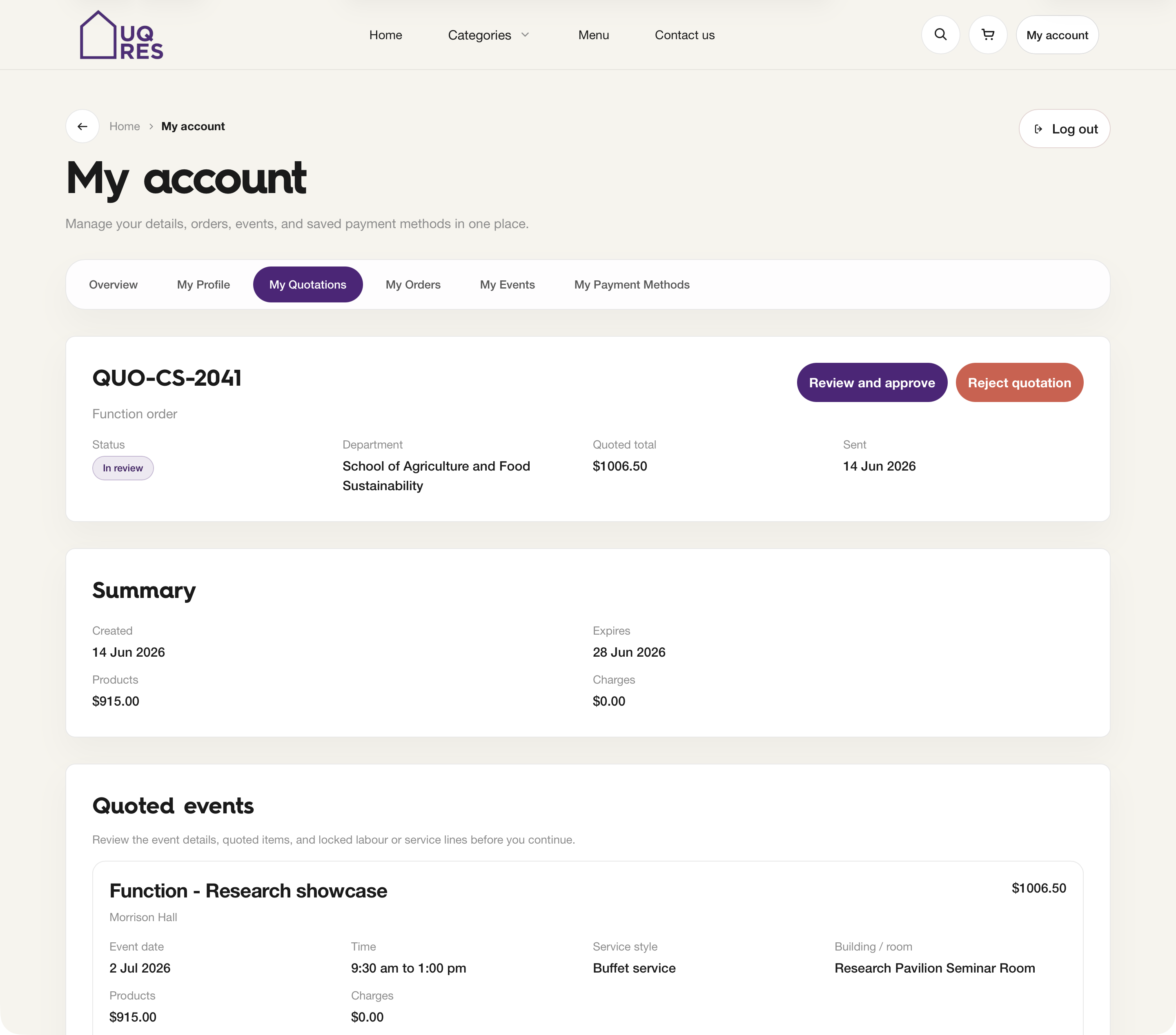 Customer quotation review