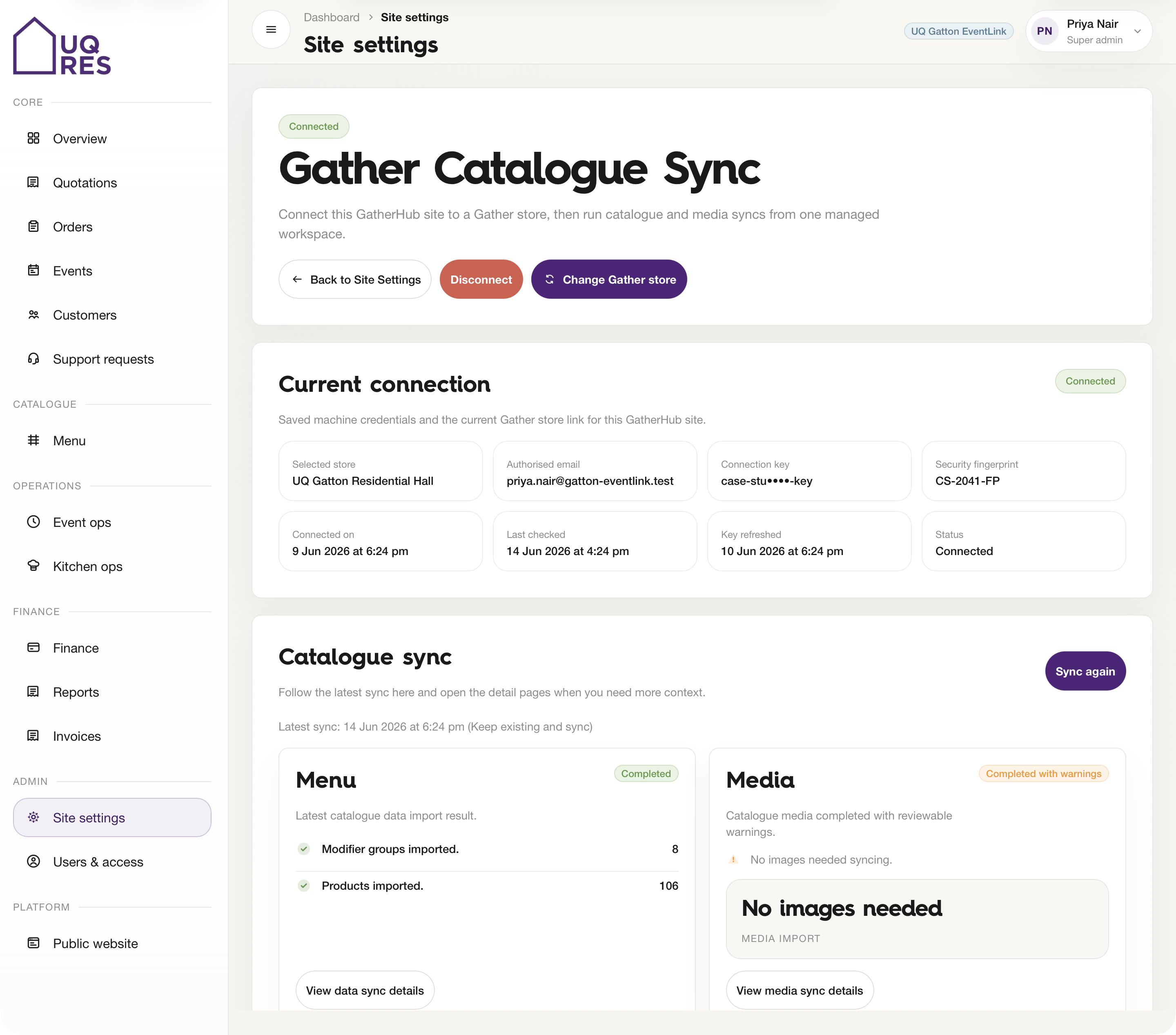 Gather catalogue sync