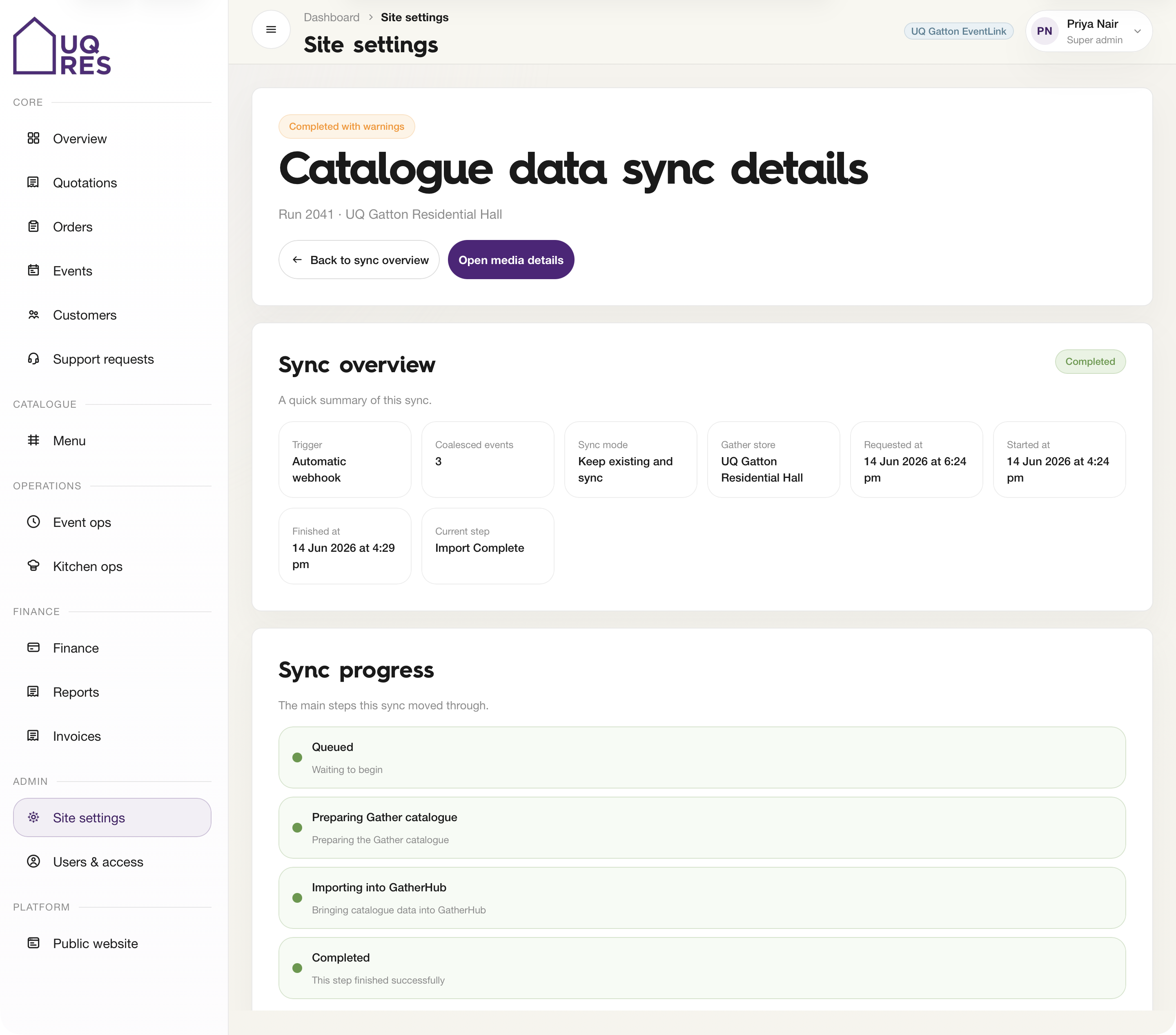 Gather sync detail