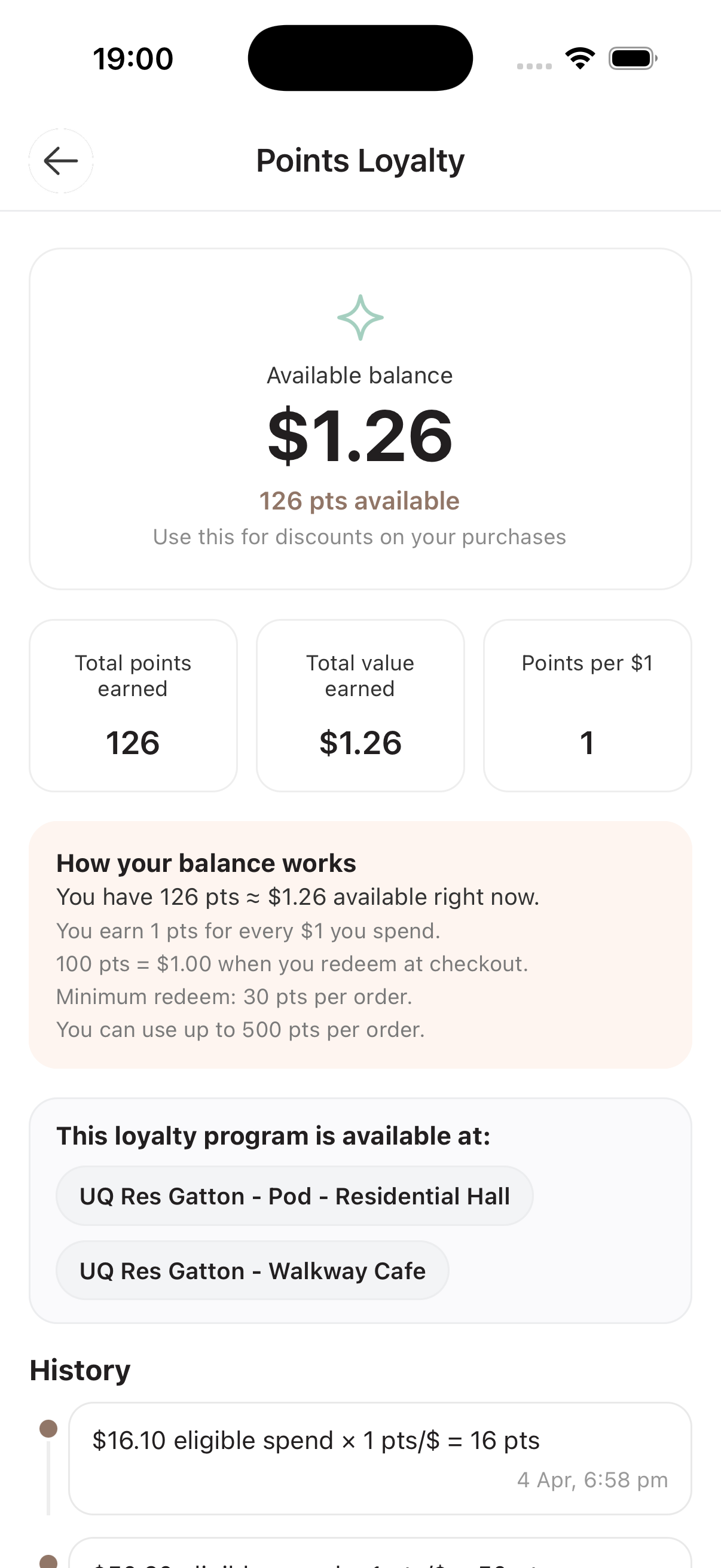 Points loyalty