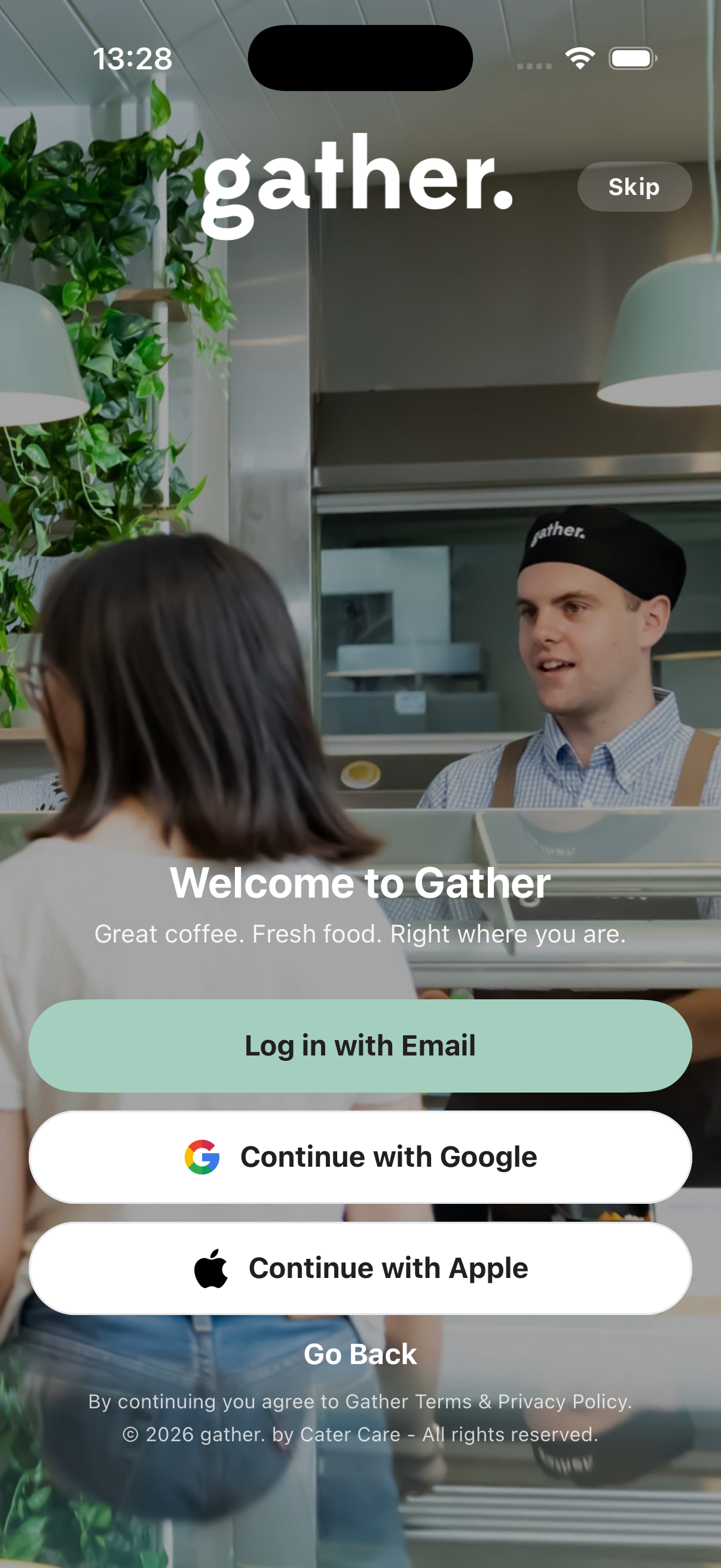 Welcome screen