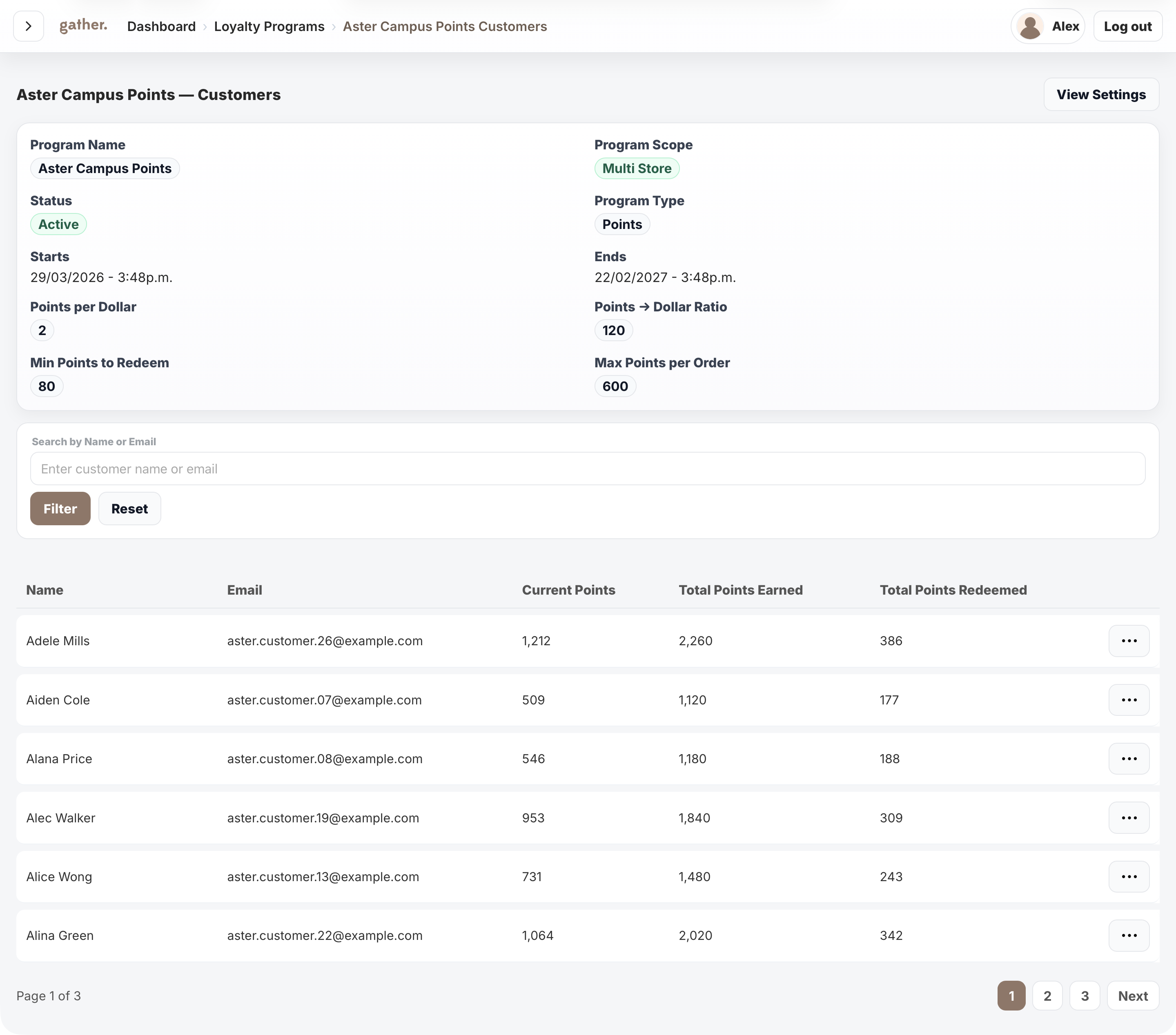 Loyalty customer accounts