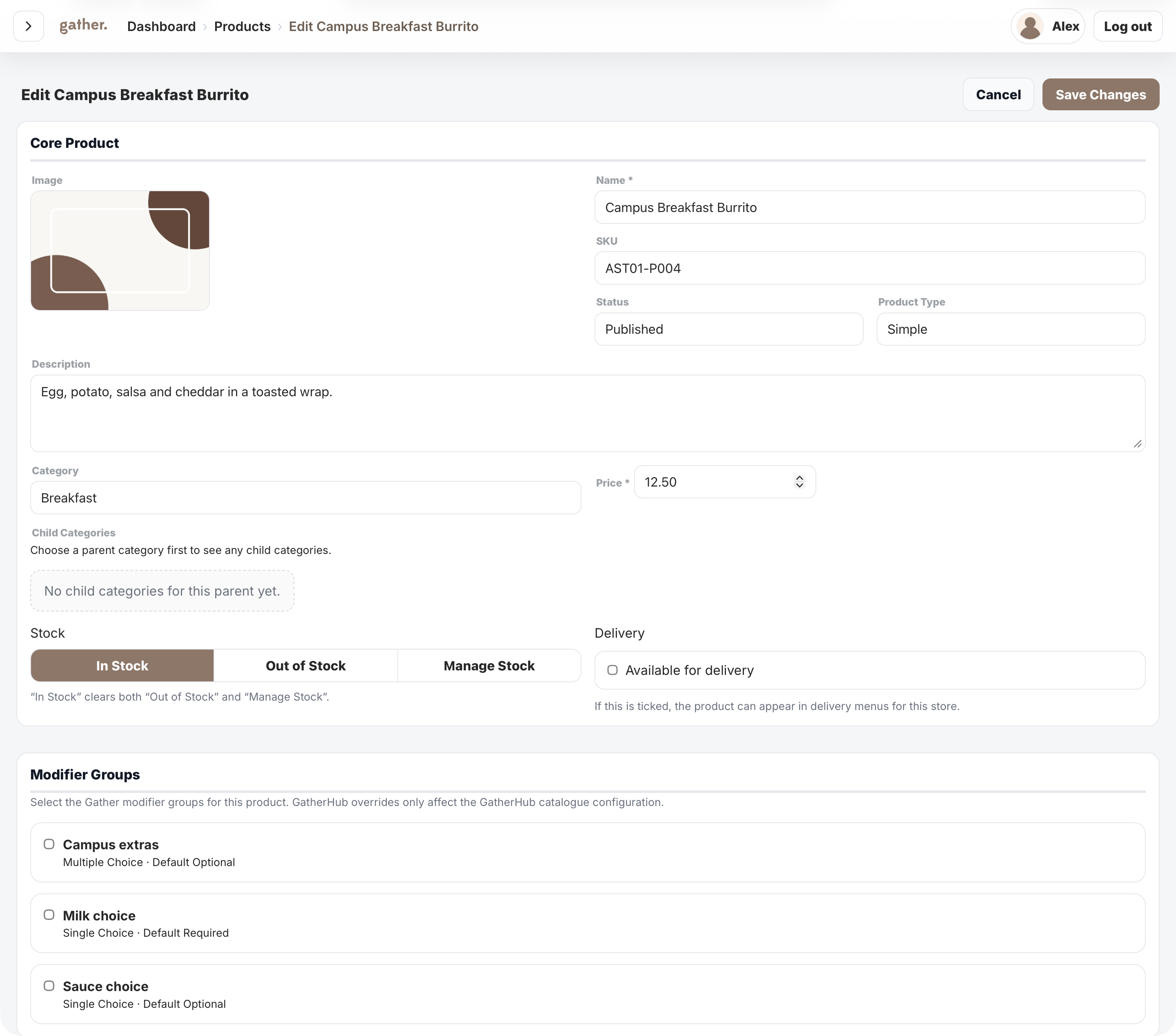 Product editor
