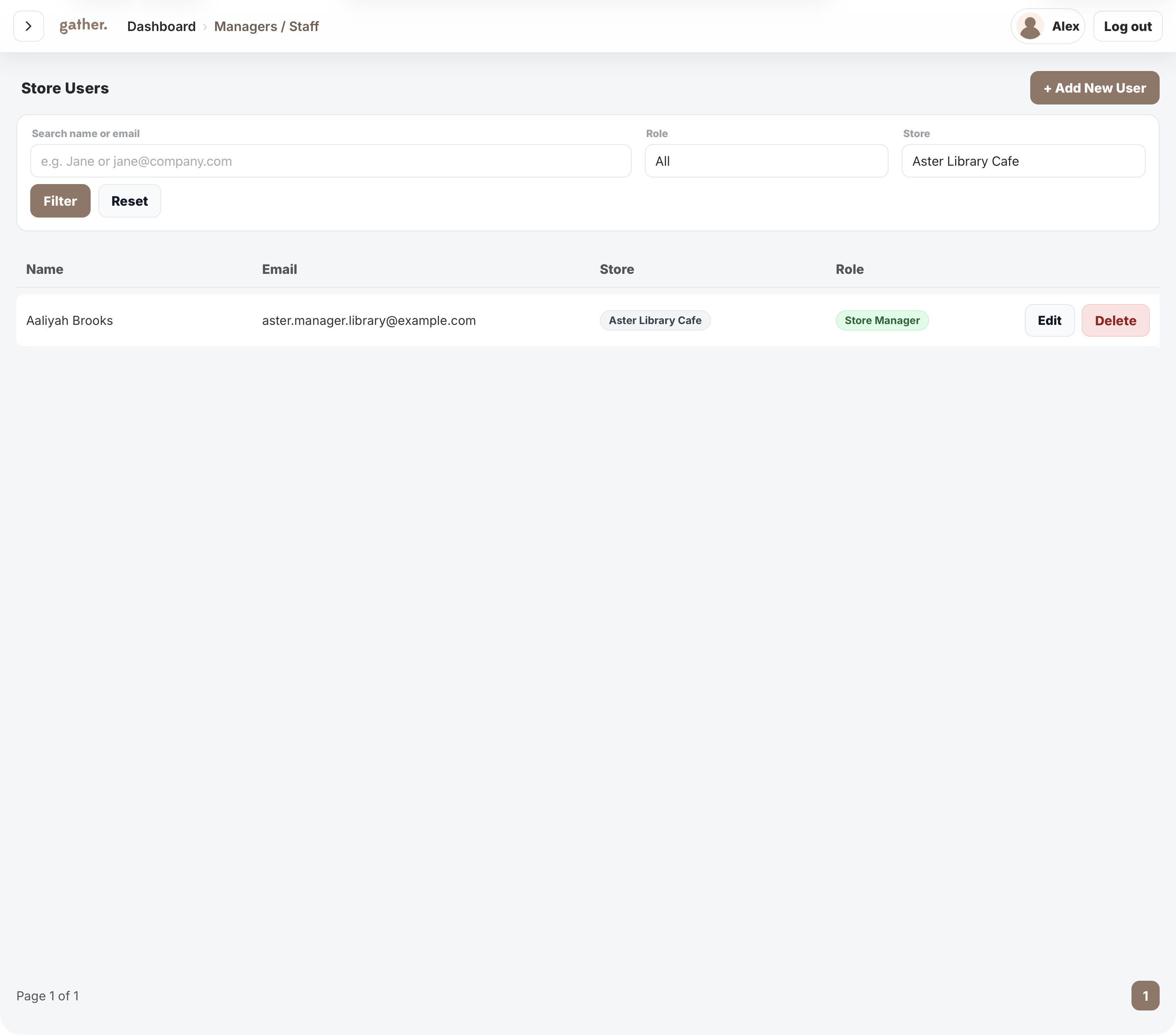 Staff and manager access