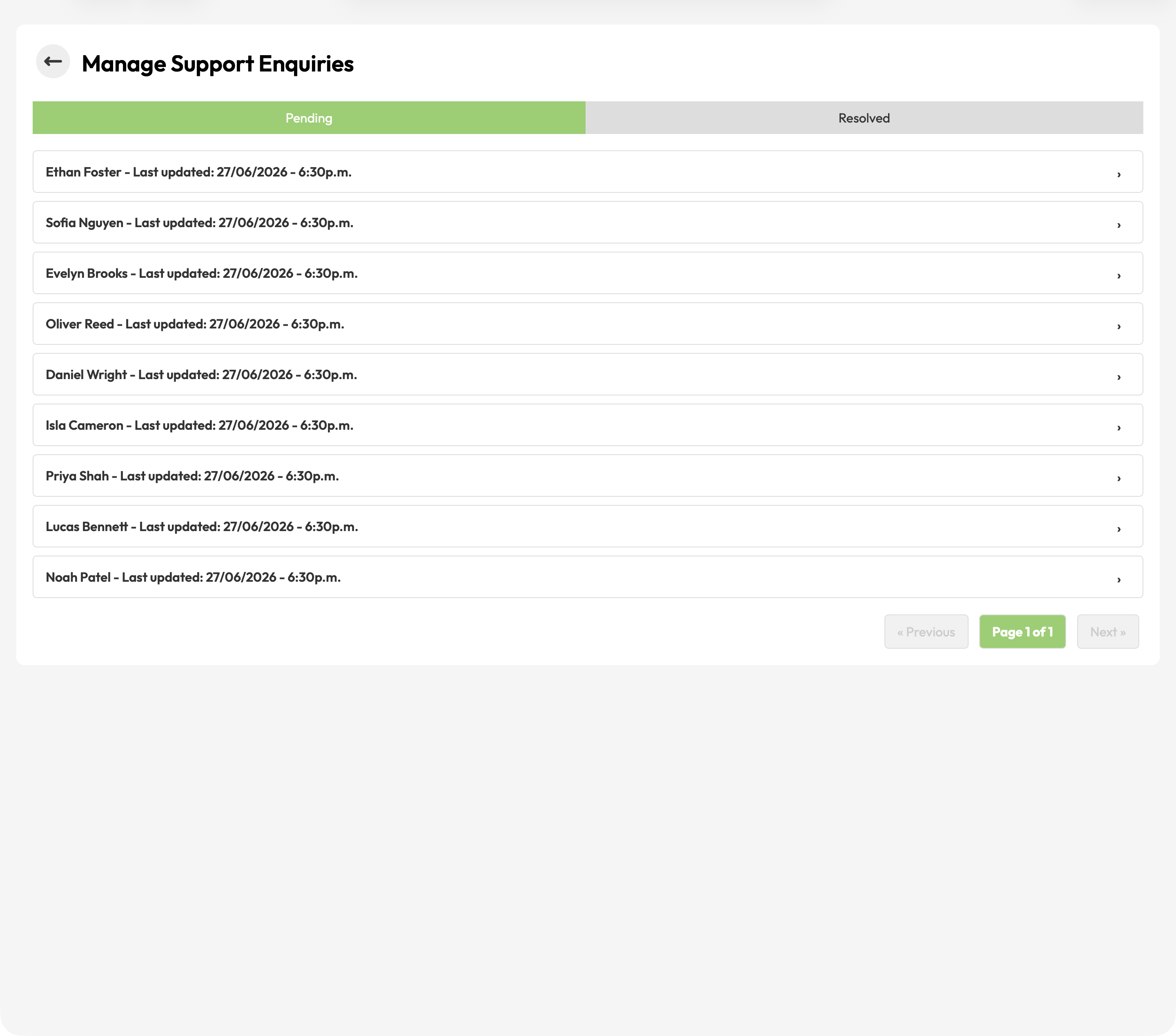 Support enquiry management