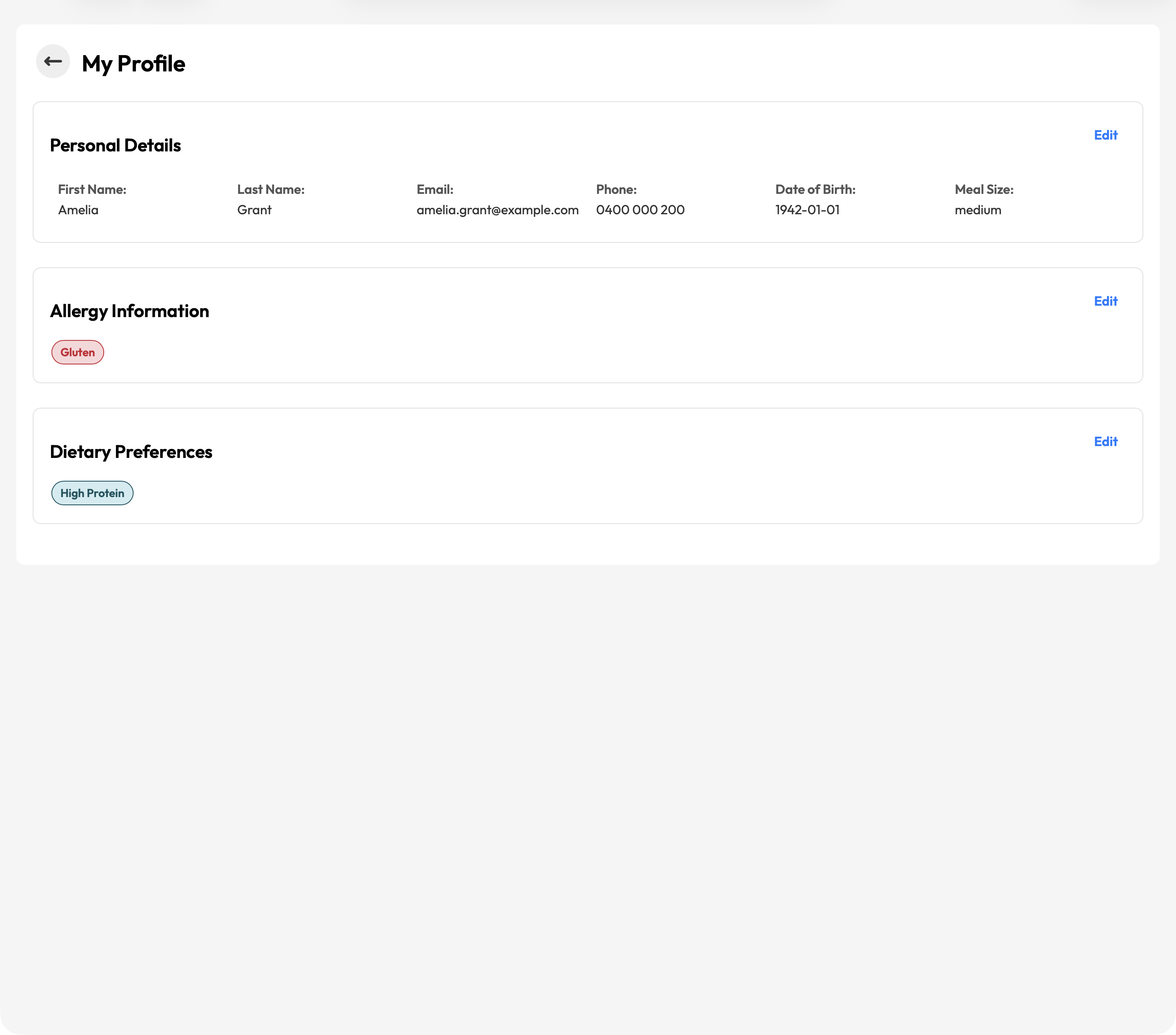 Patient profile