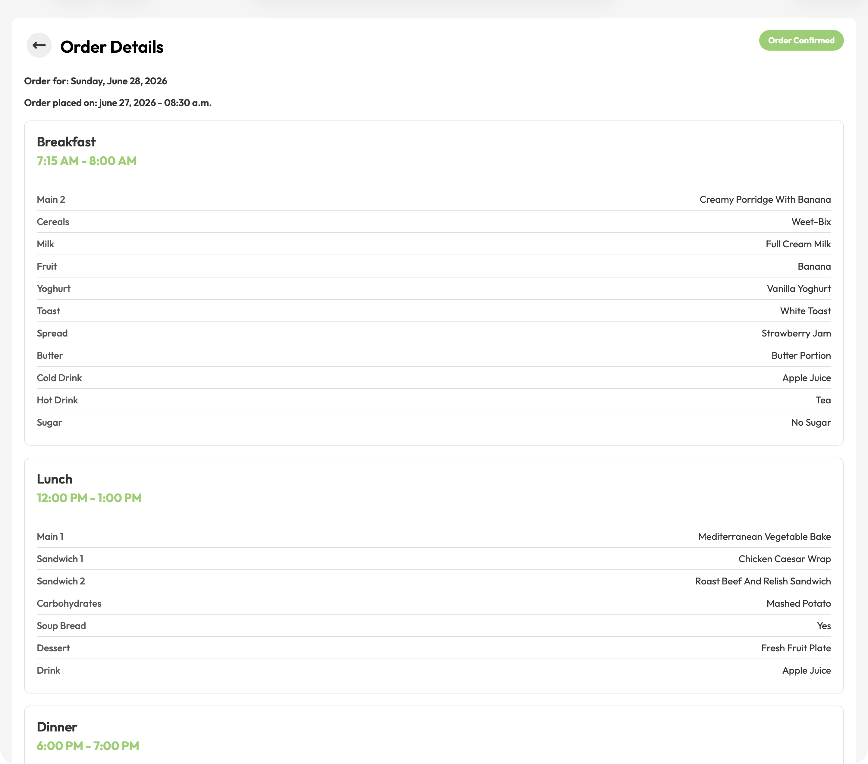 Patient order detail