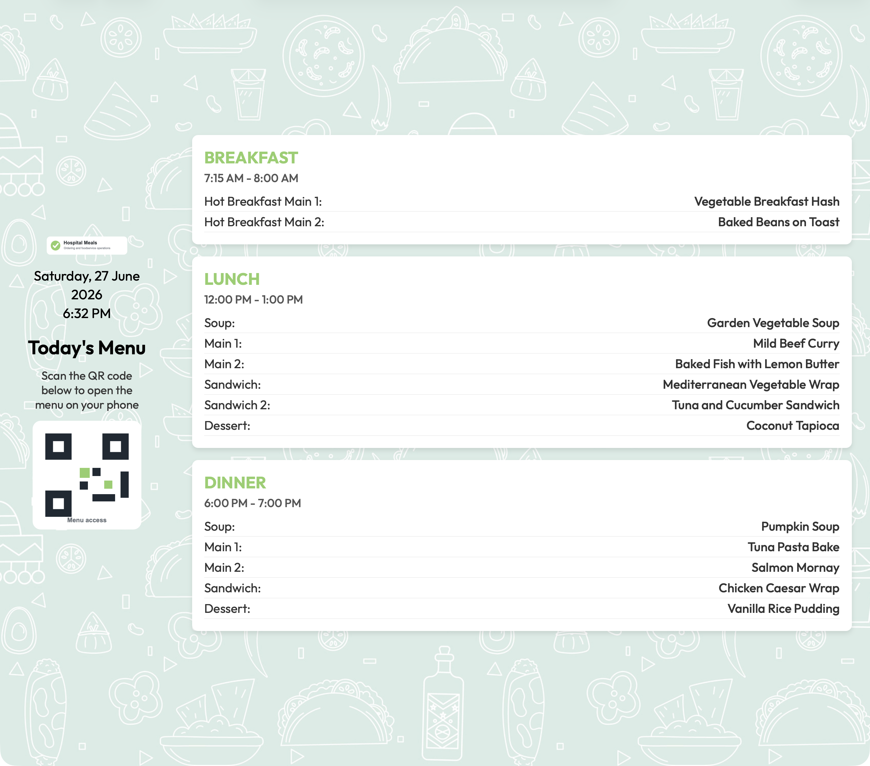 Daily display menu