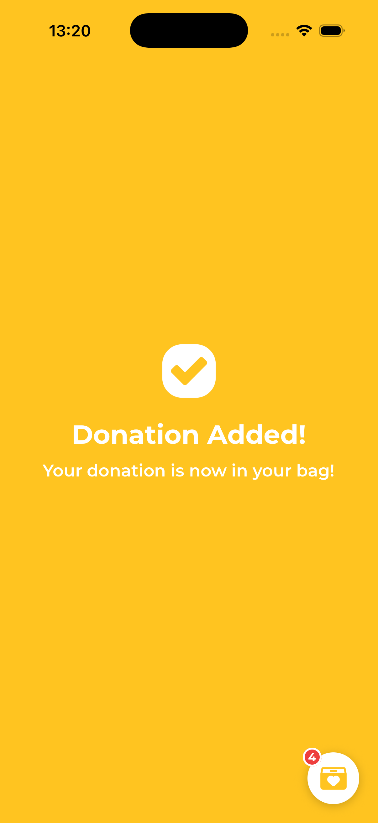 Donation added to bag