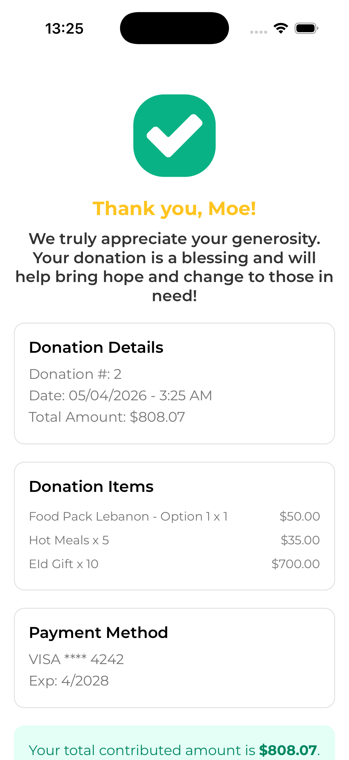 Donation confirmation