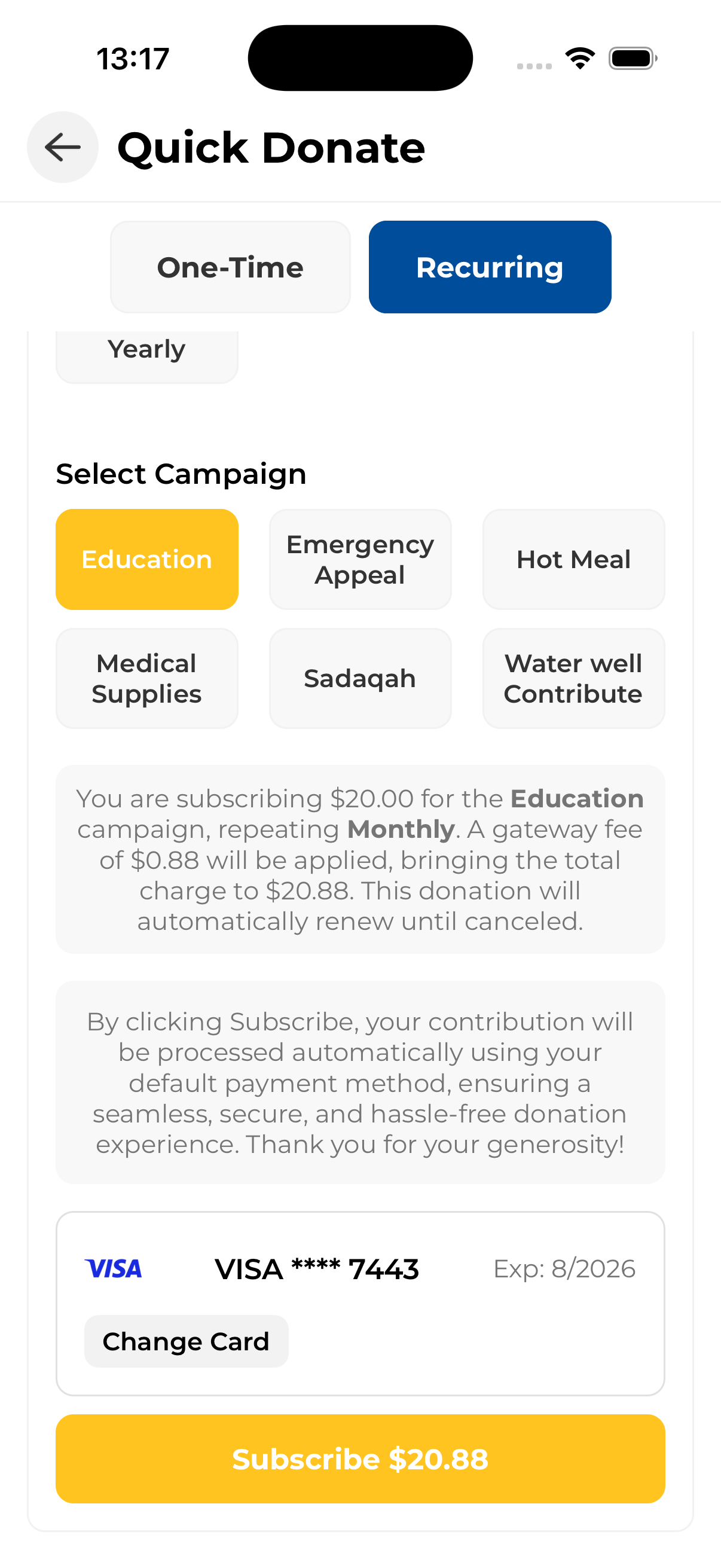 Quick Donate — recurring