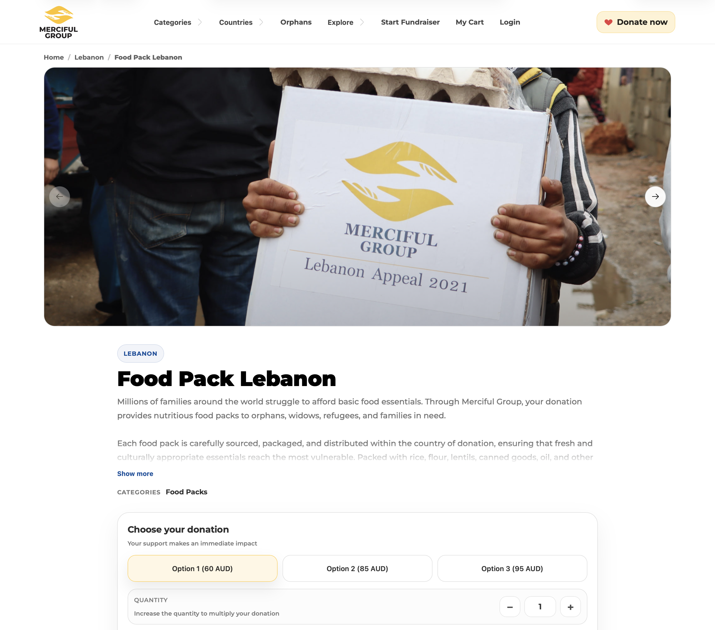 Food Pack Lebanon campaign detail