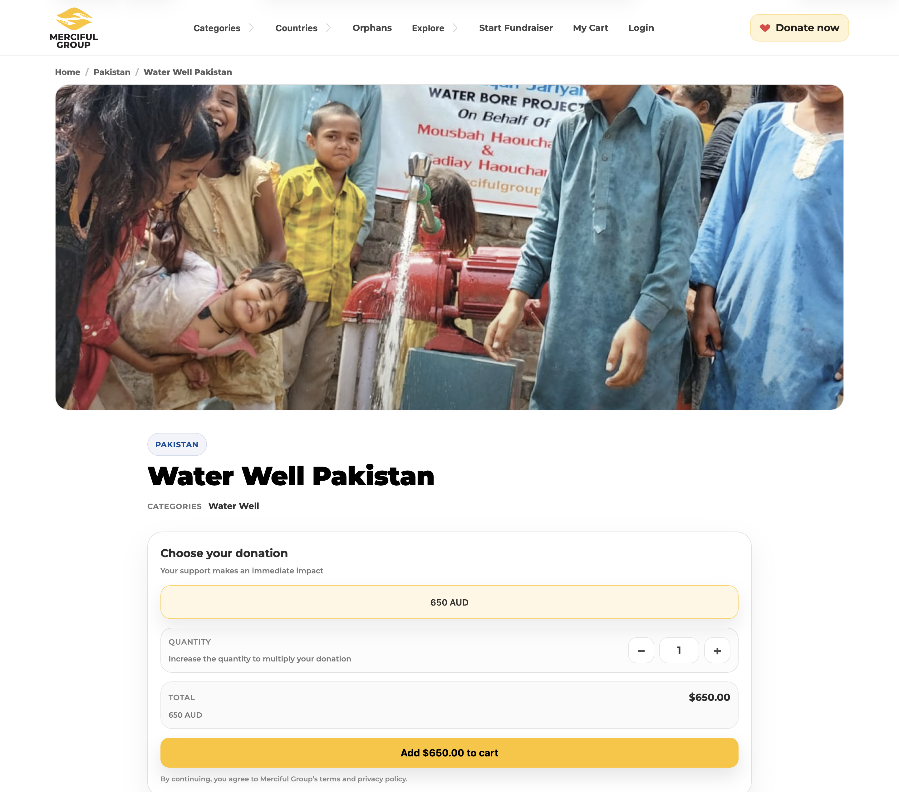 Water Well Pakistan campaign detail