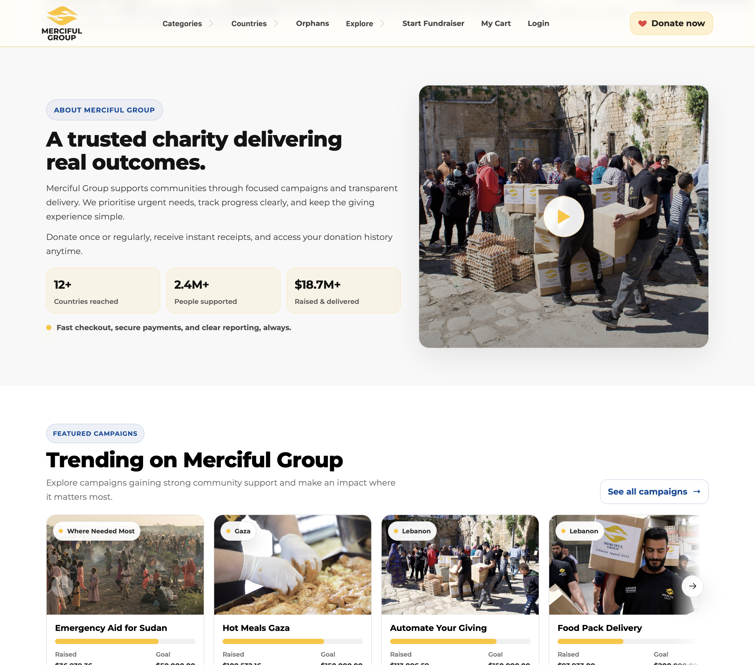 Homepage about and impact story