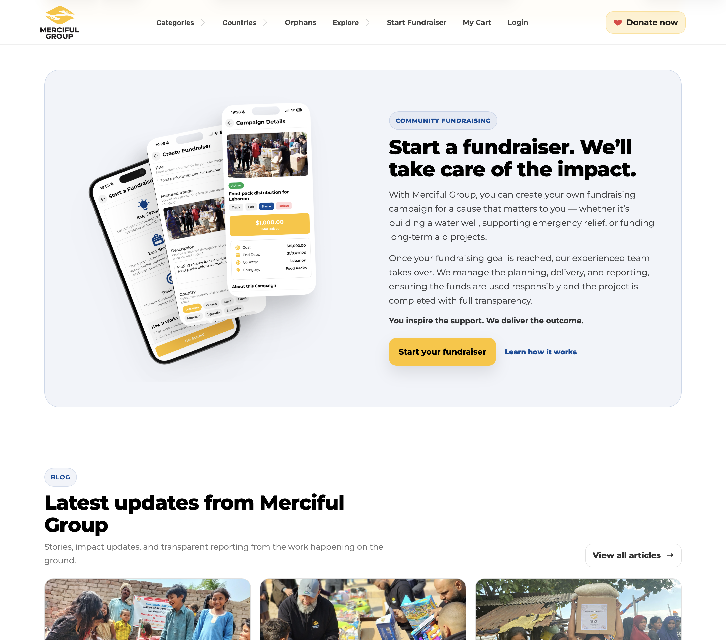 Homepage community fundraising