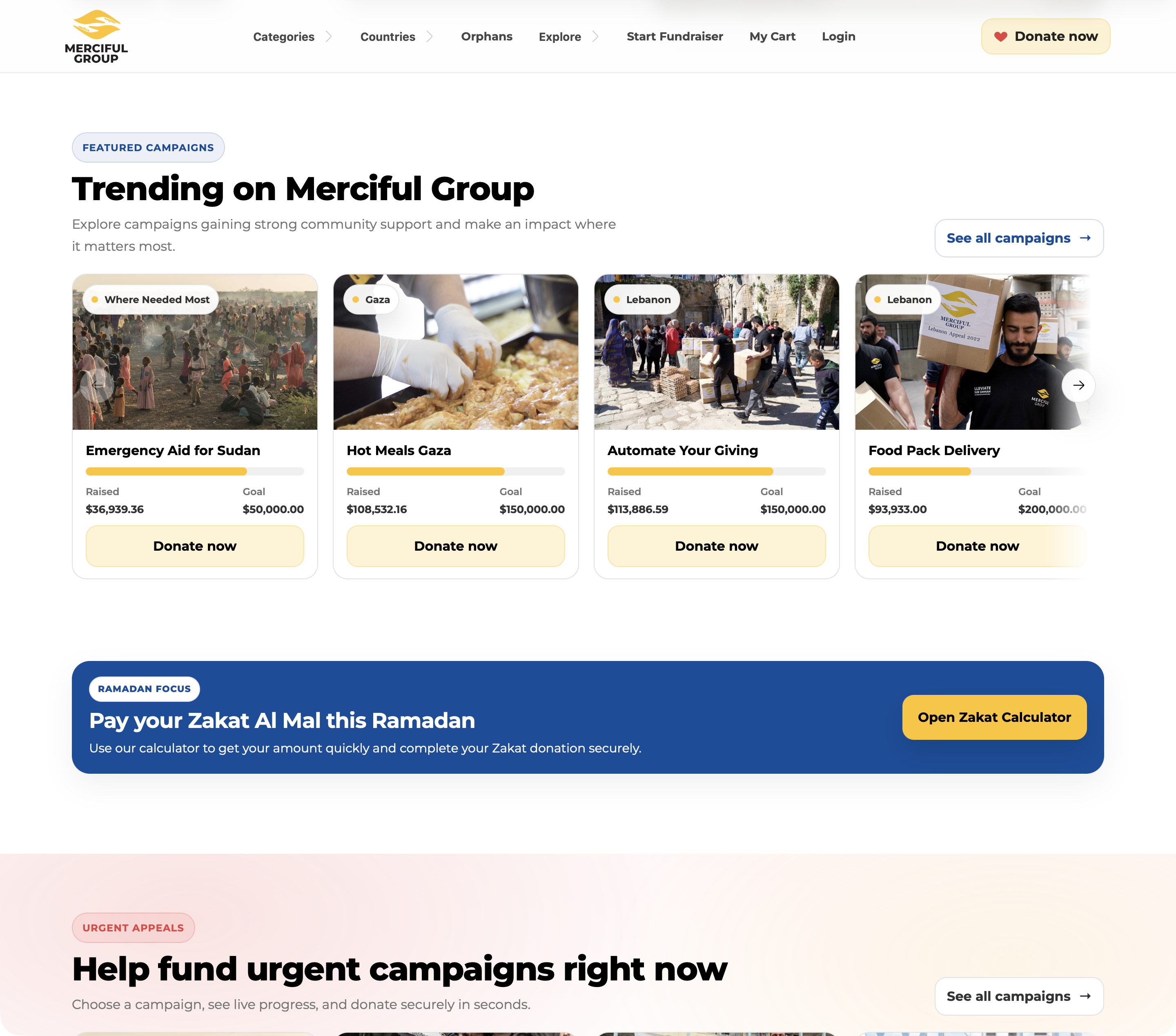 Homepage trending campaigns