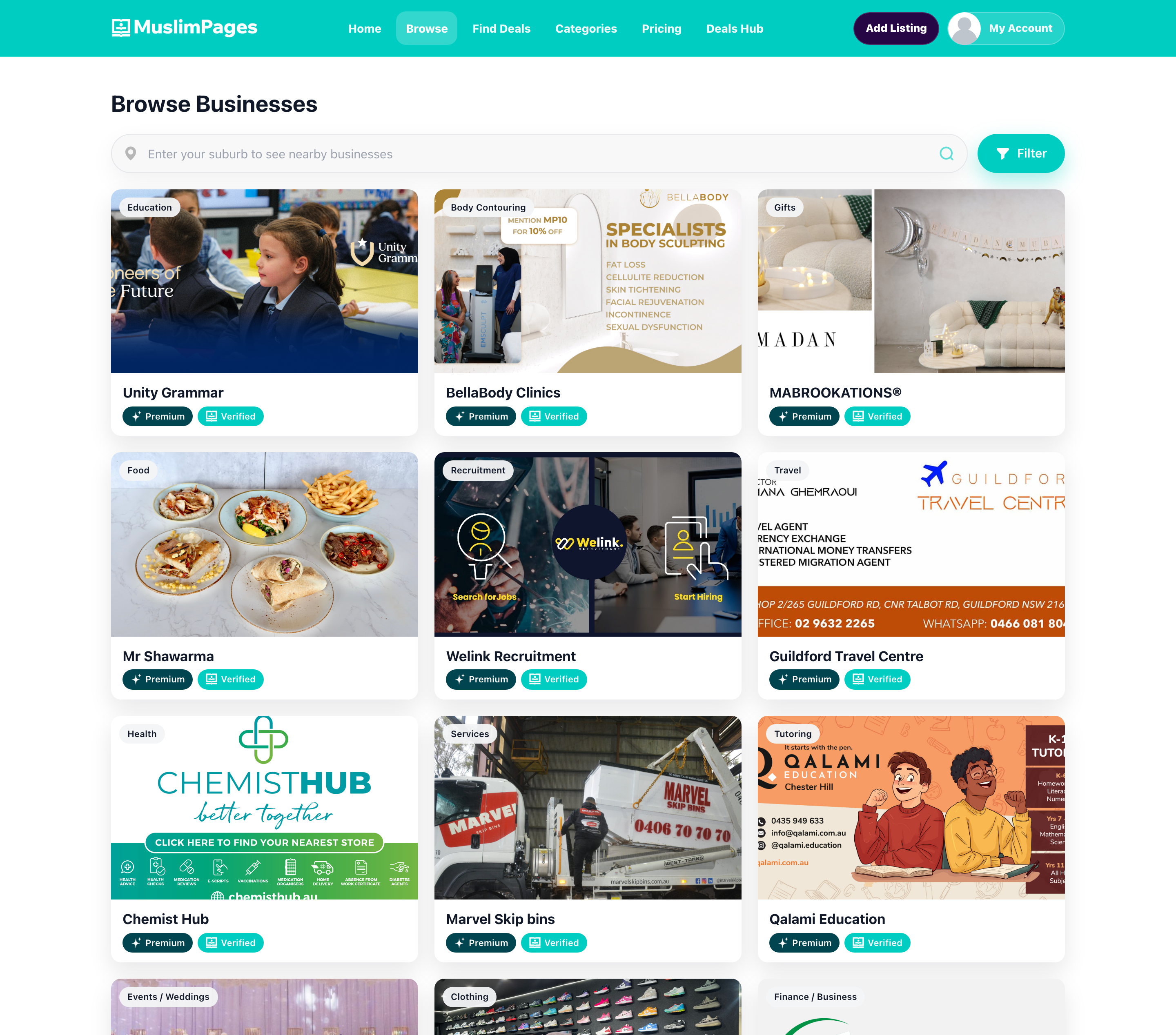 Business browse grid