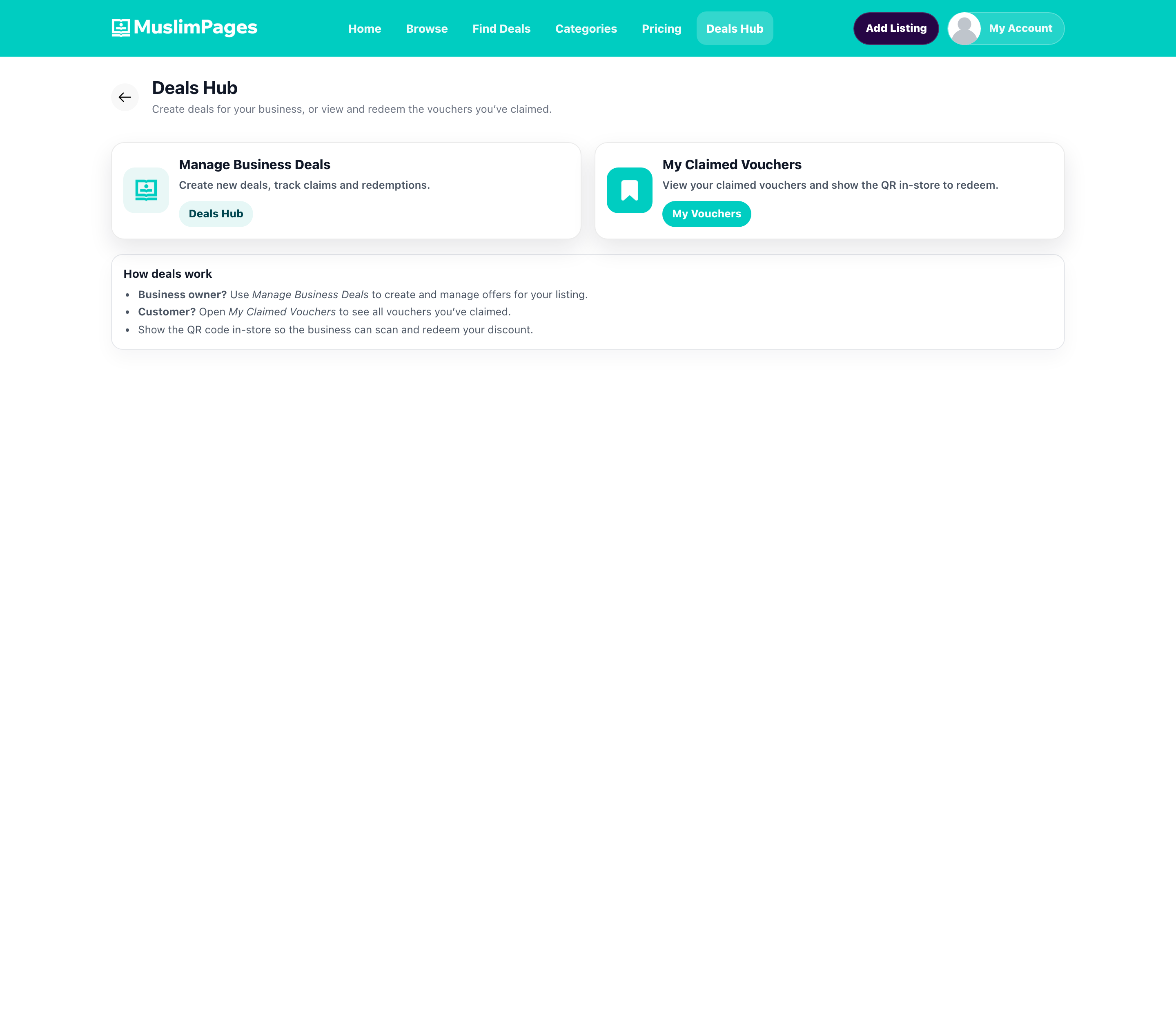Deals hub