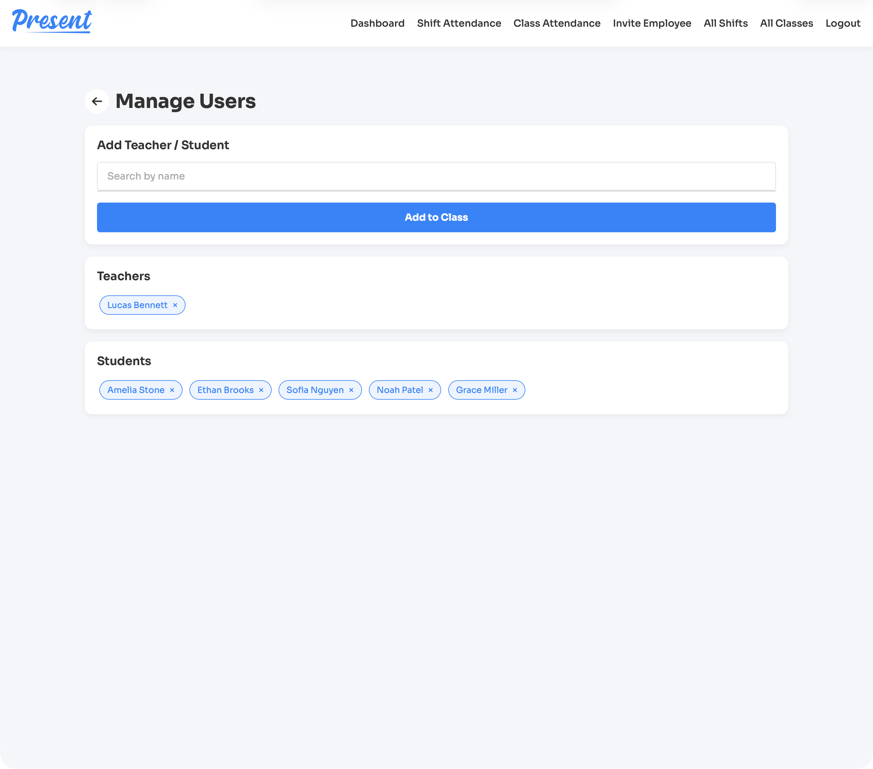 Class user management