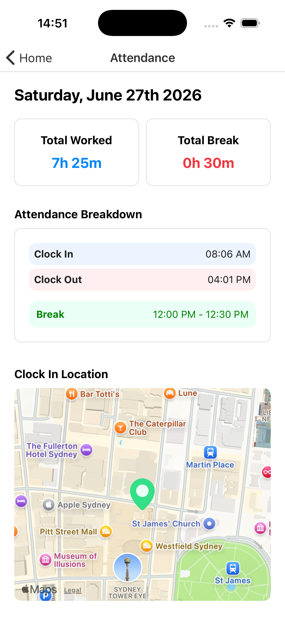 Attendance detail
