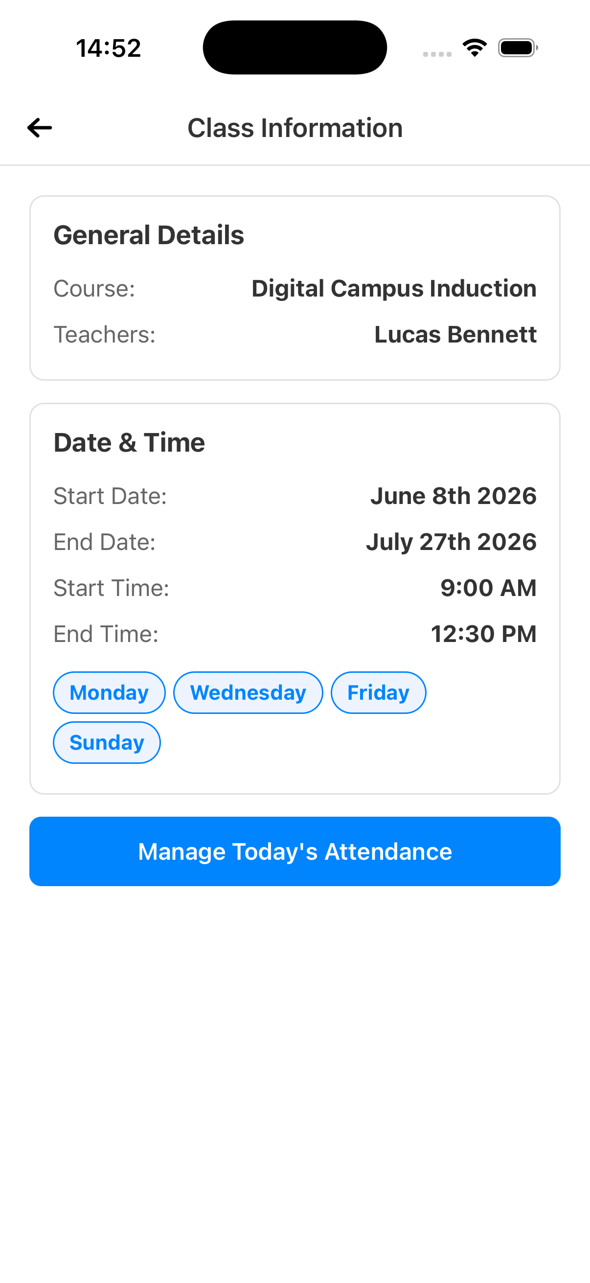 Class information
