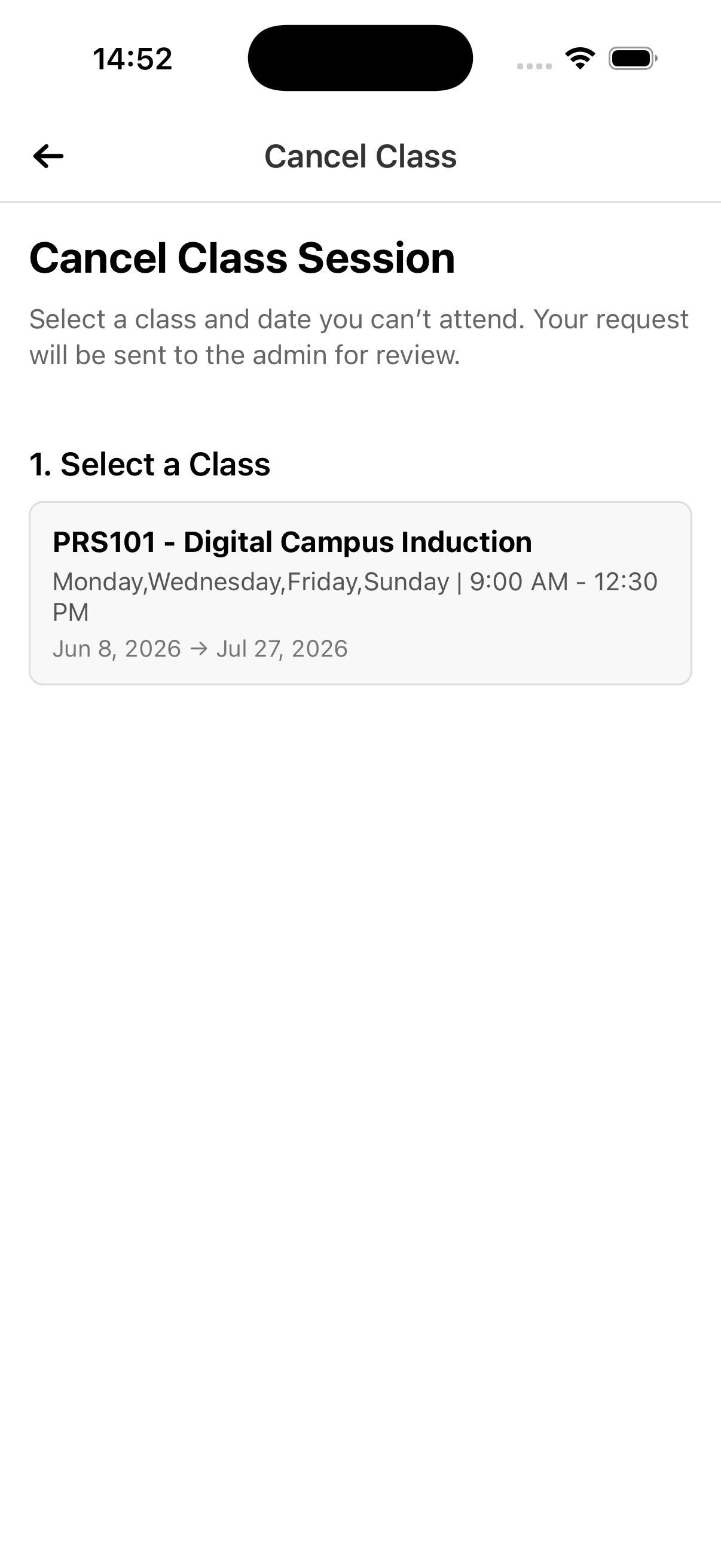 Cancel class session
