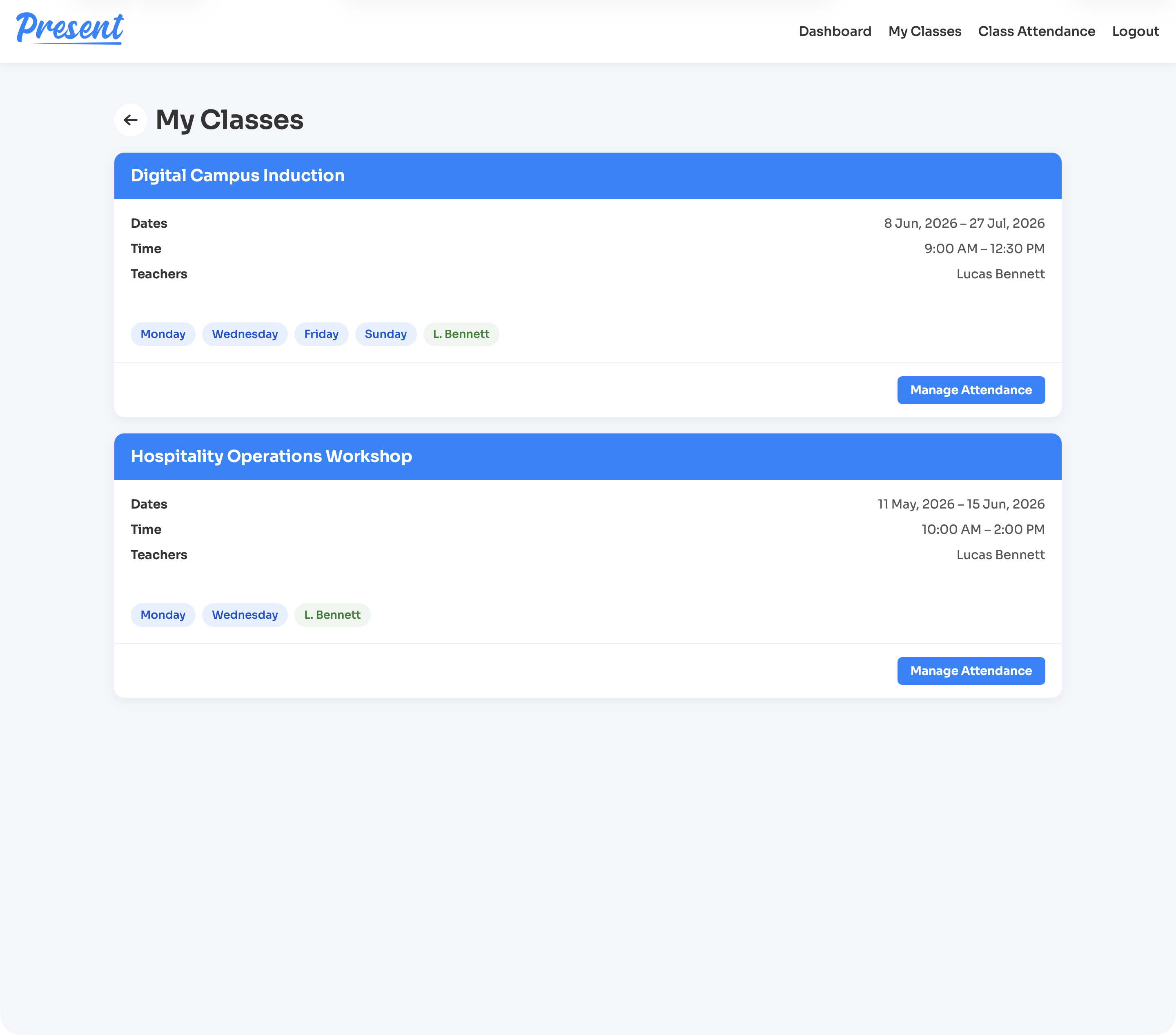 Teacher class list