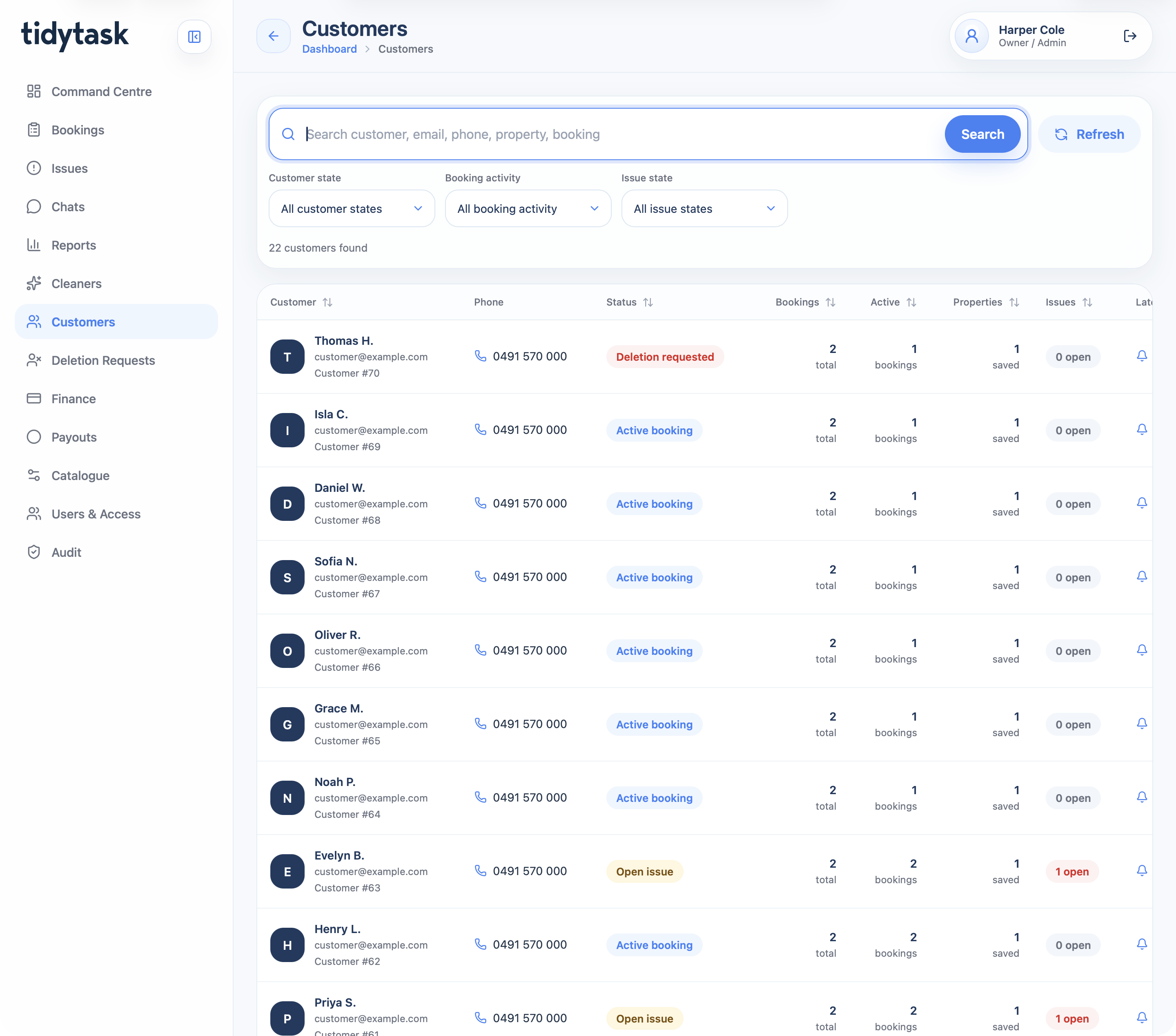 Customer accounts