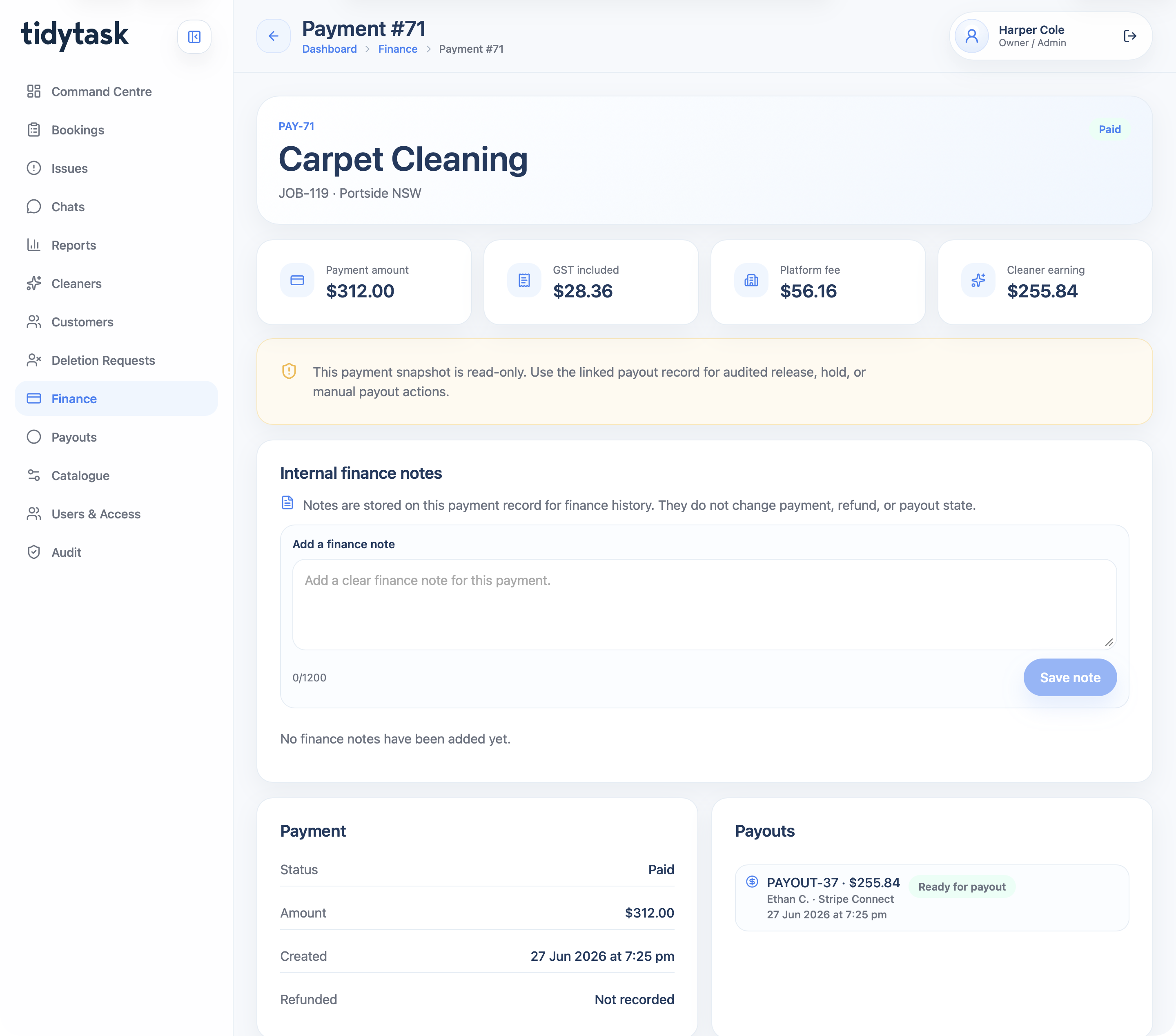 Payment detail