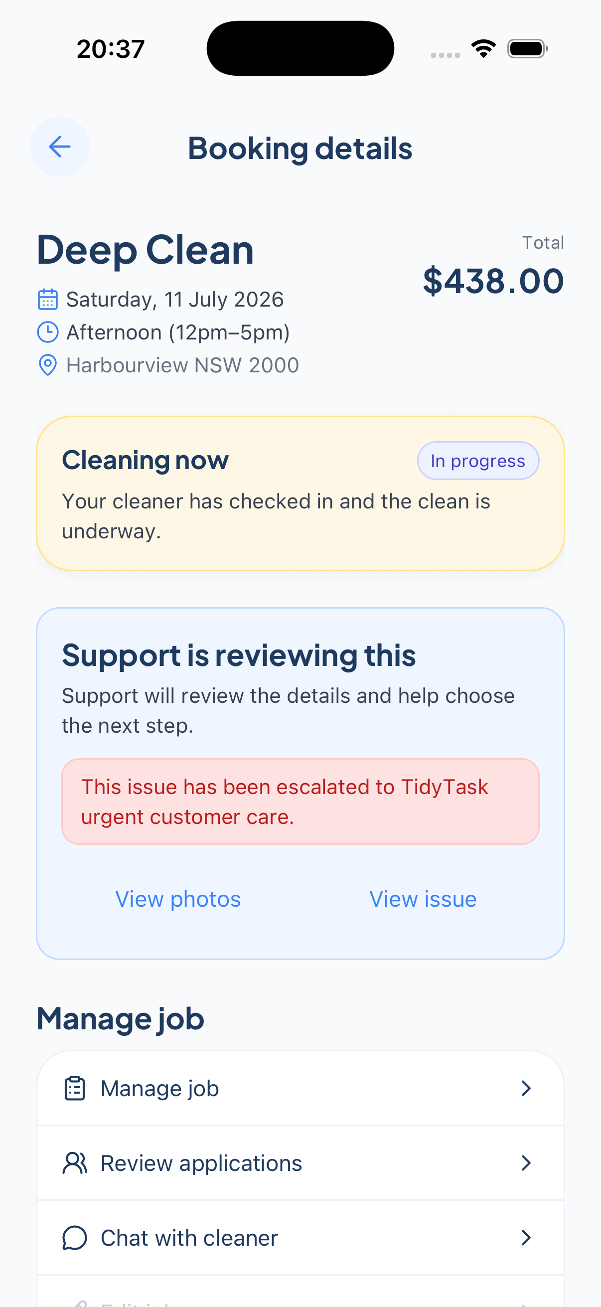 Customer booking detail