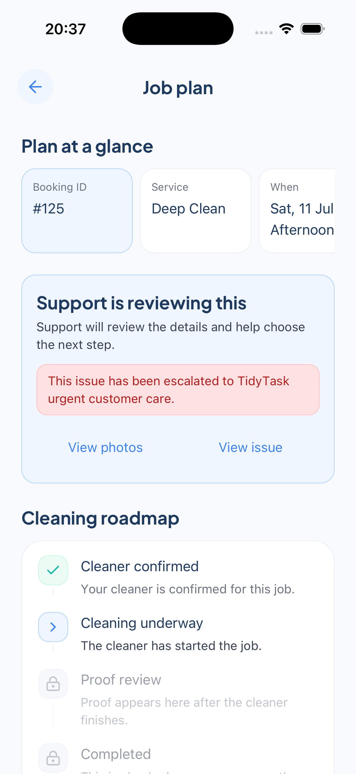 Customer job plan