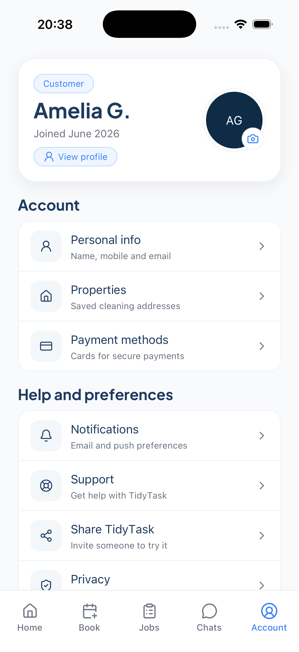 Customer account