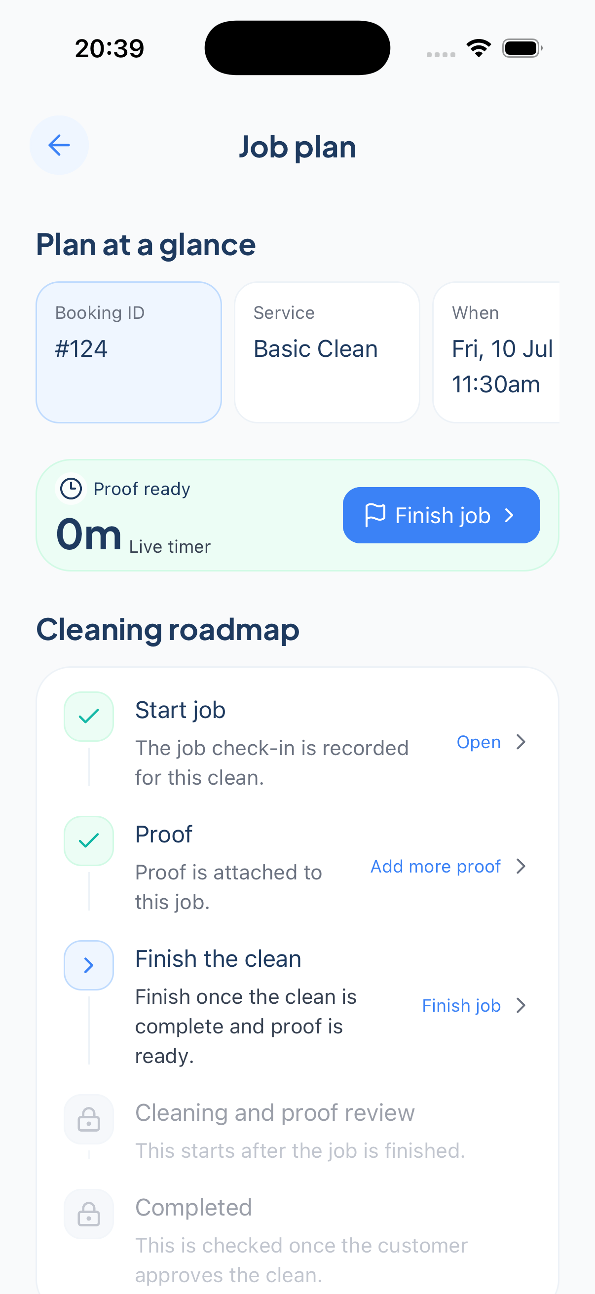 Cleaner job plan