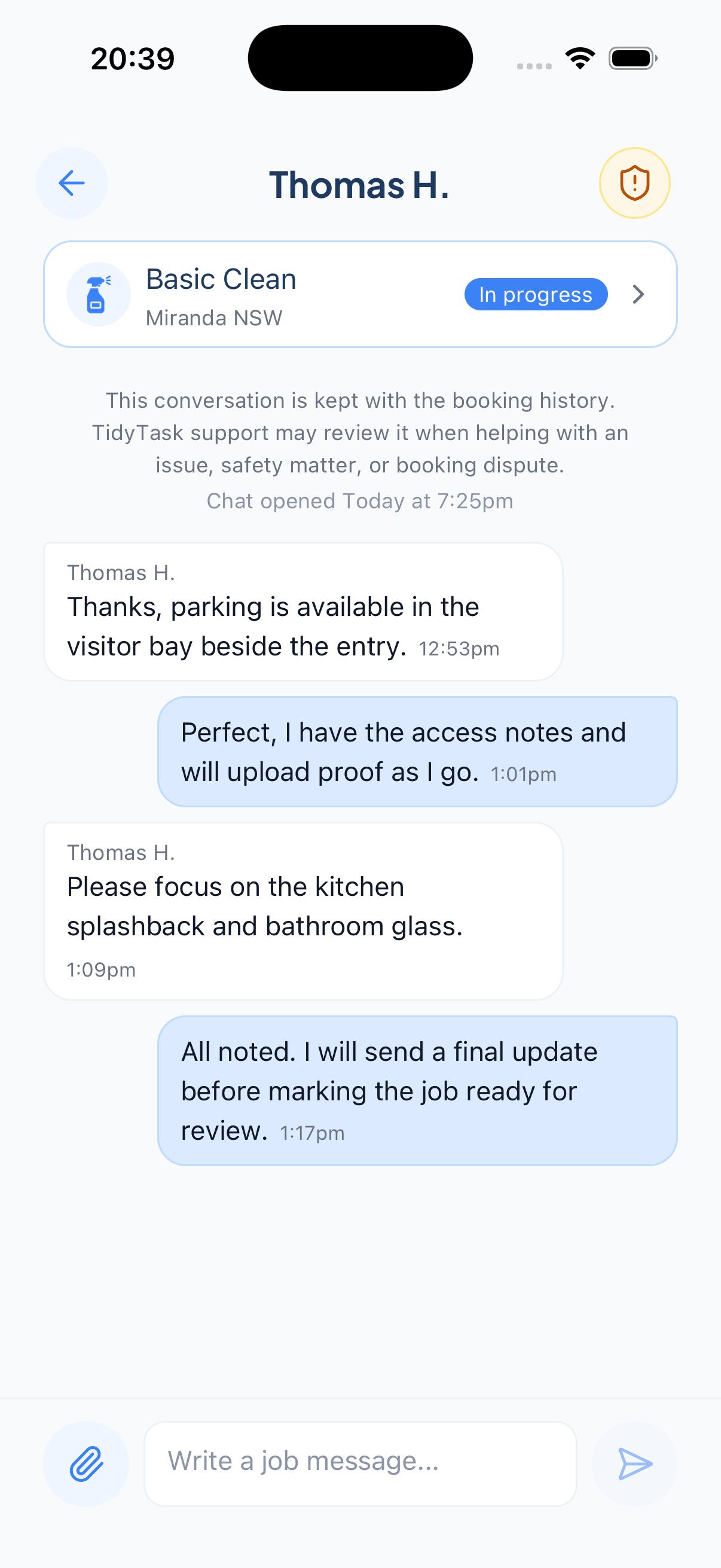 Cleaner chat