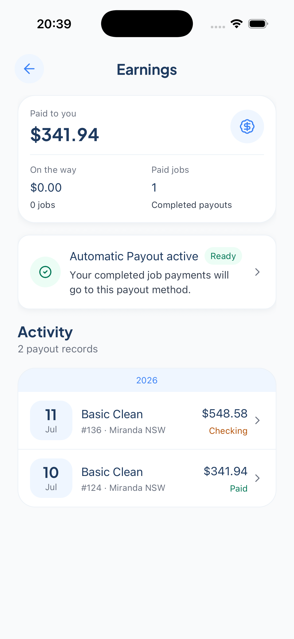 Cleaner earnings