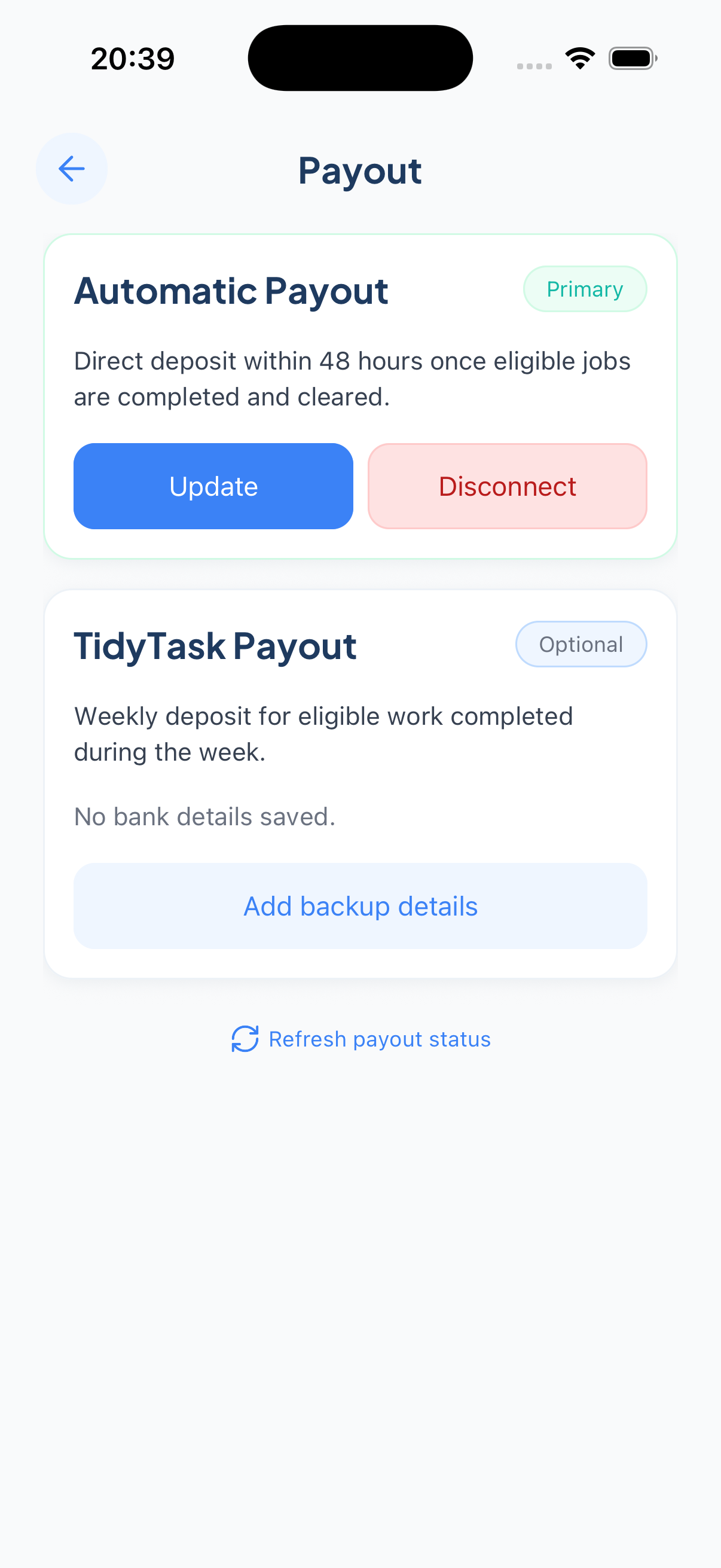 Payout setup