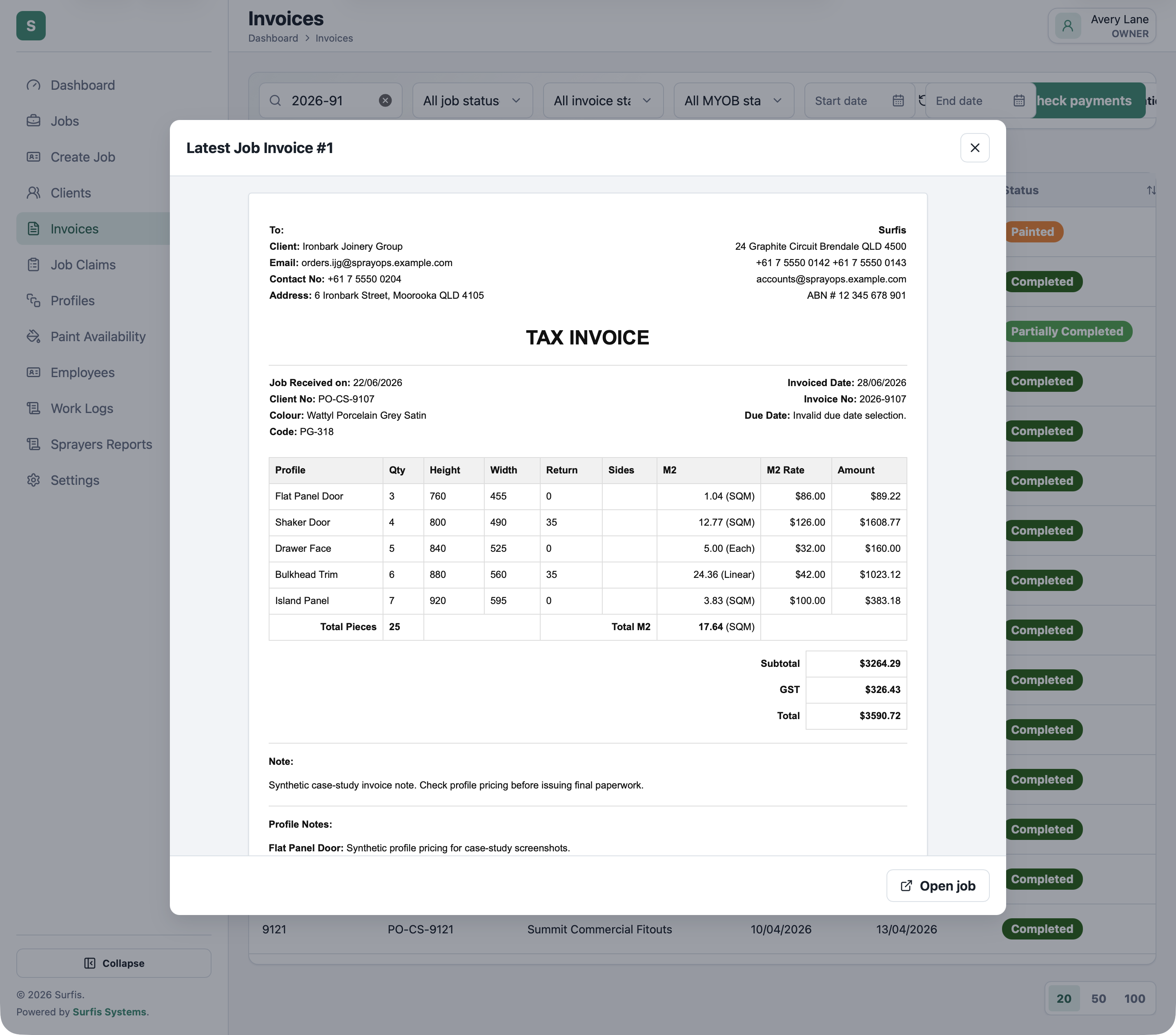Invoice preview
